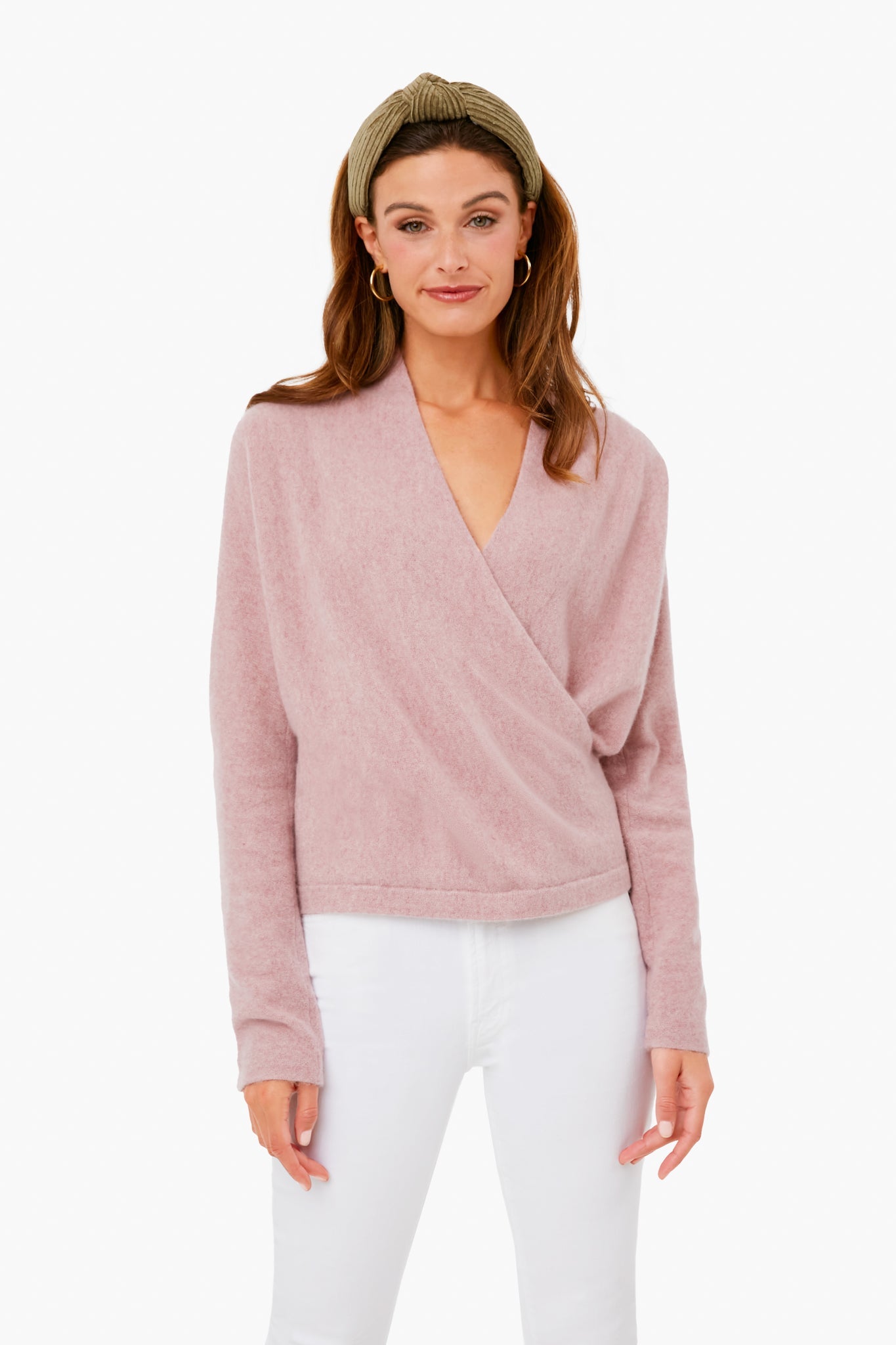 Pink Shell Wrap Front Pullover