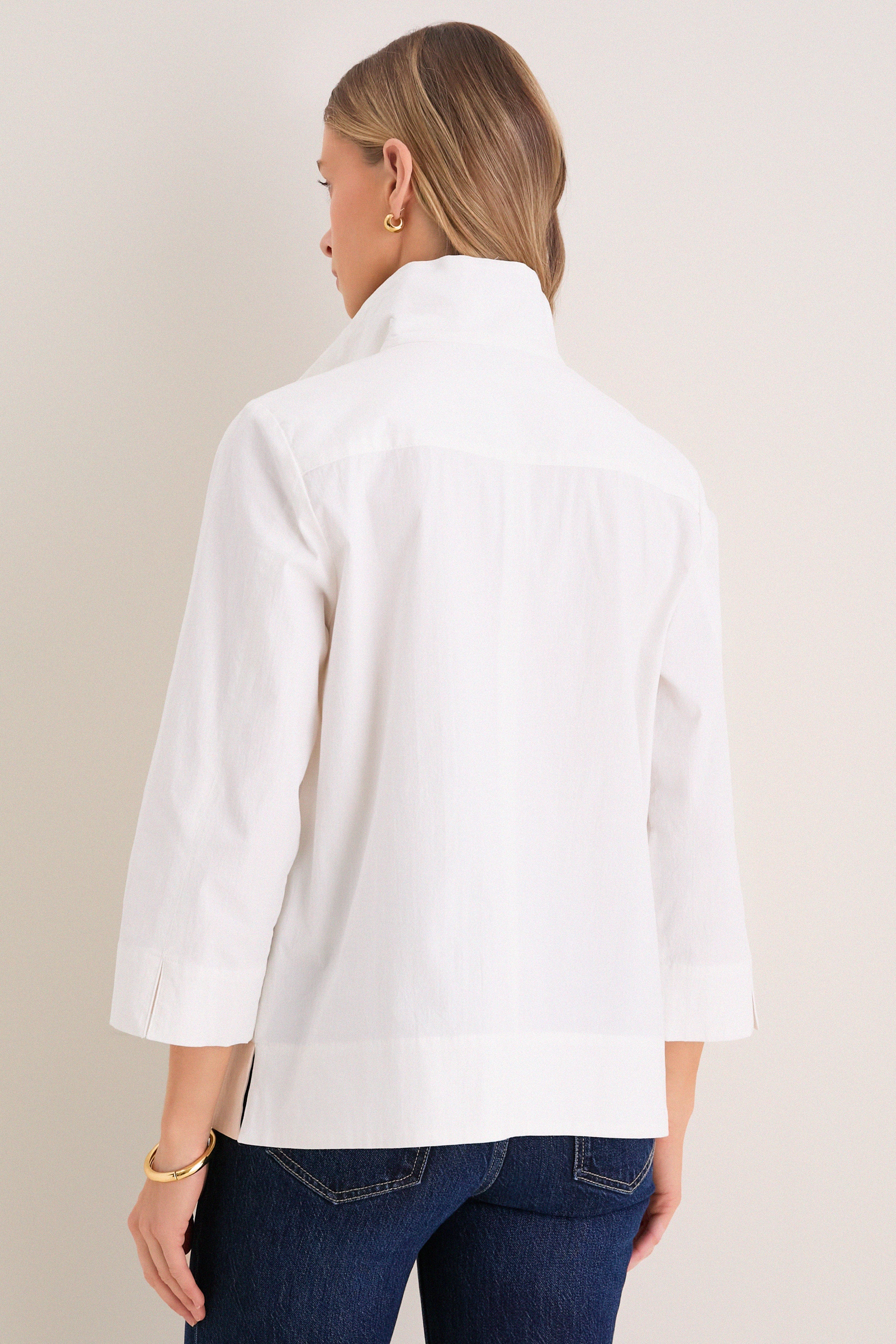White Margot Stand Collar Blouse