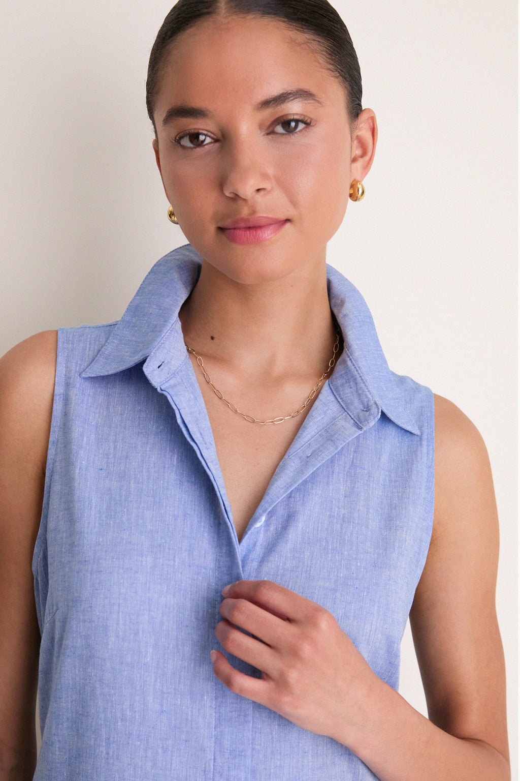 Chambray Sleeveless Mabel Maxi Dress