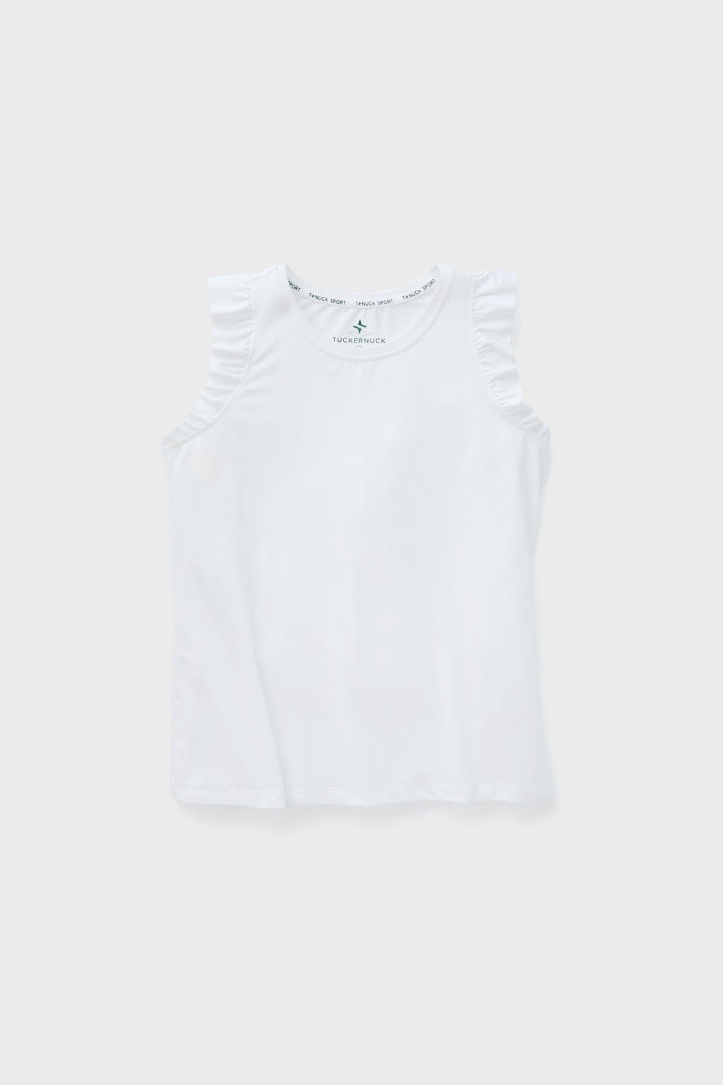 White Performance Jersey Ruffle Lea Tank