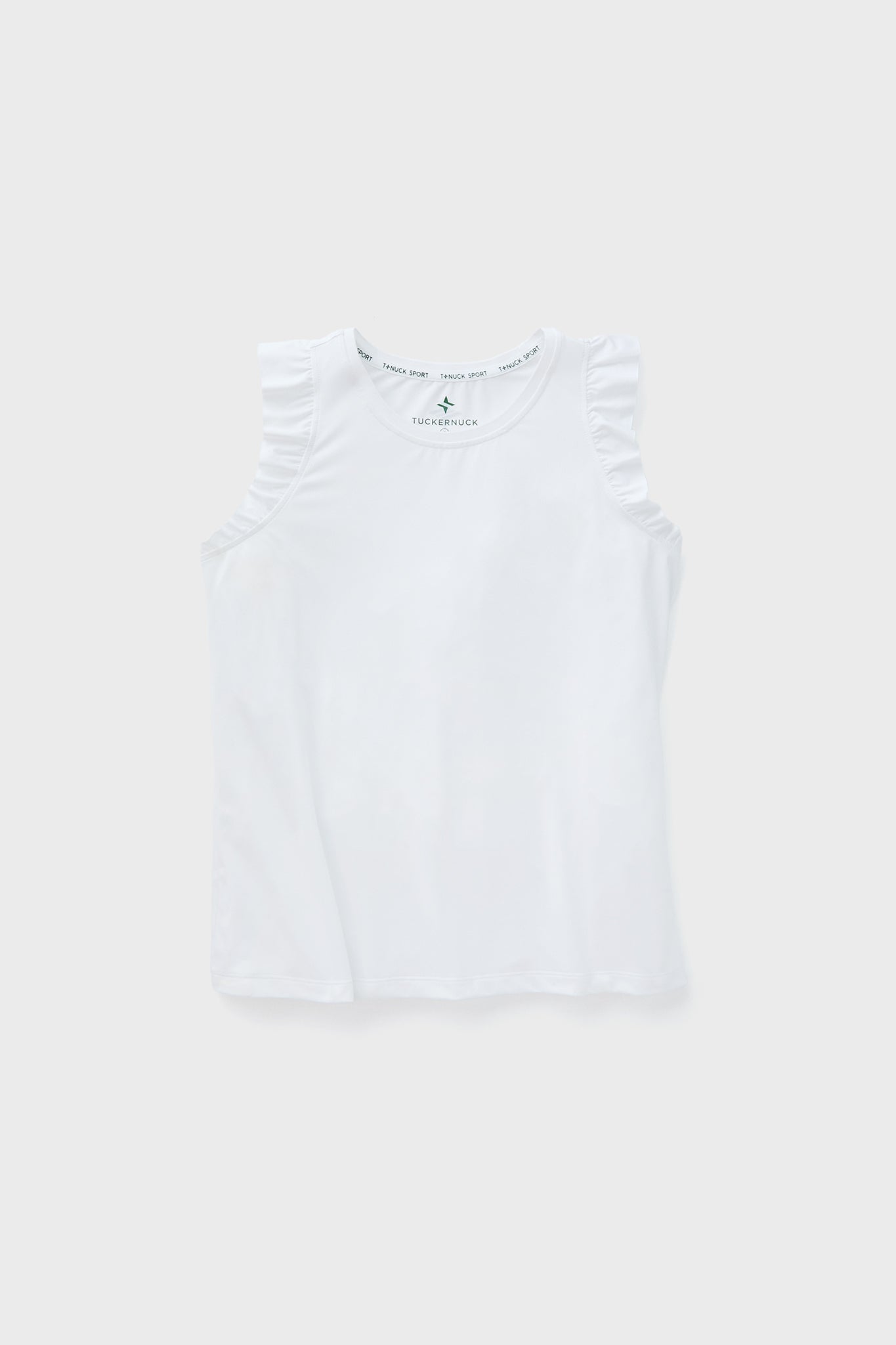 White Performance Jersey Ruffle Lea Tank