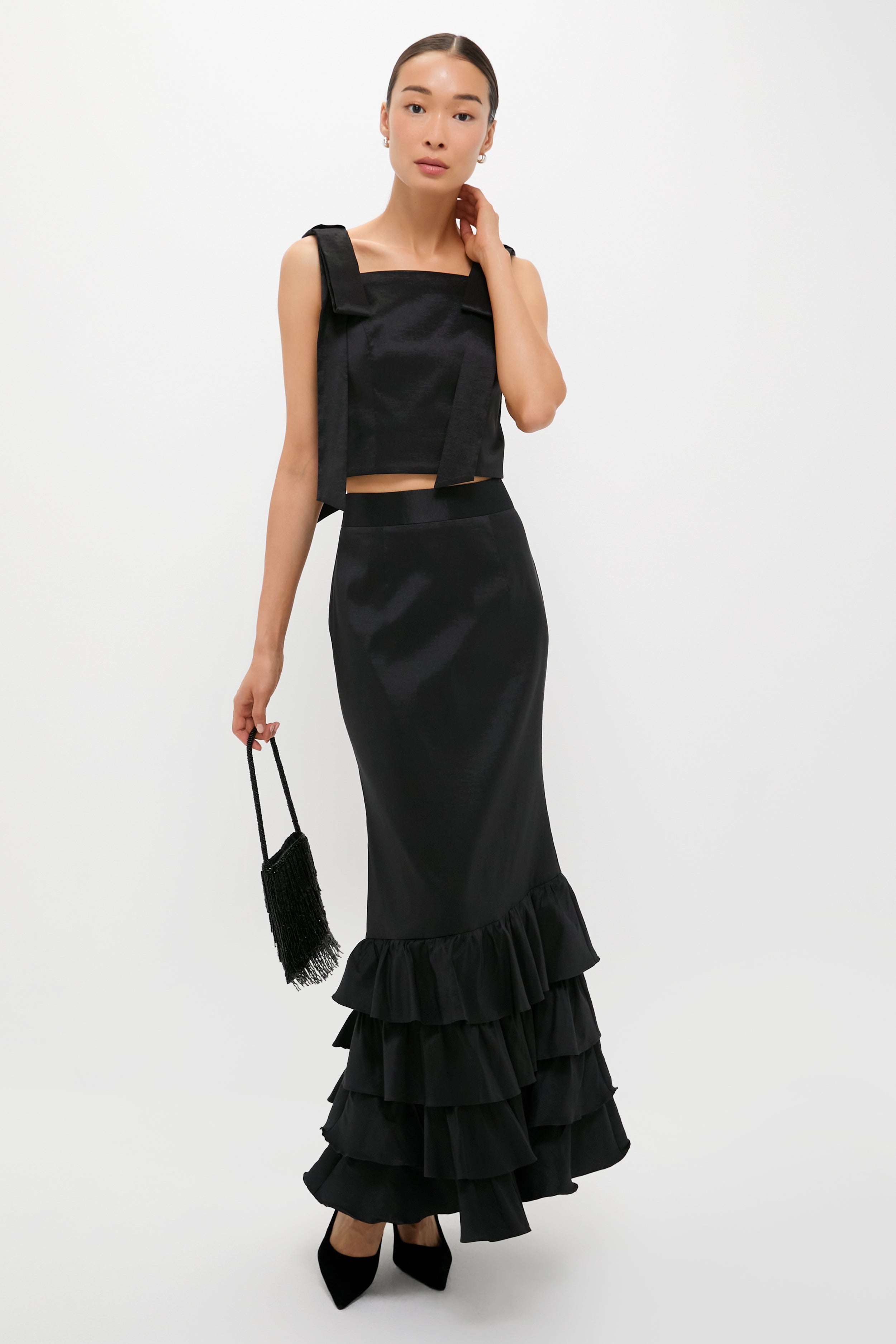 Black Taffeta Carolyn Skirt