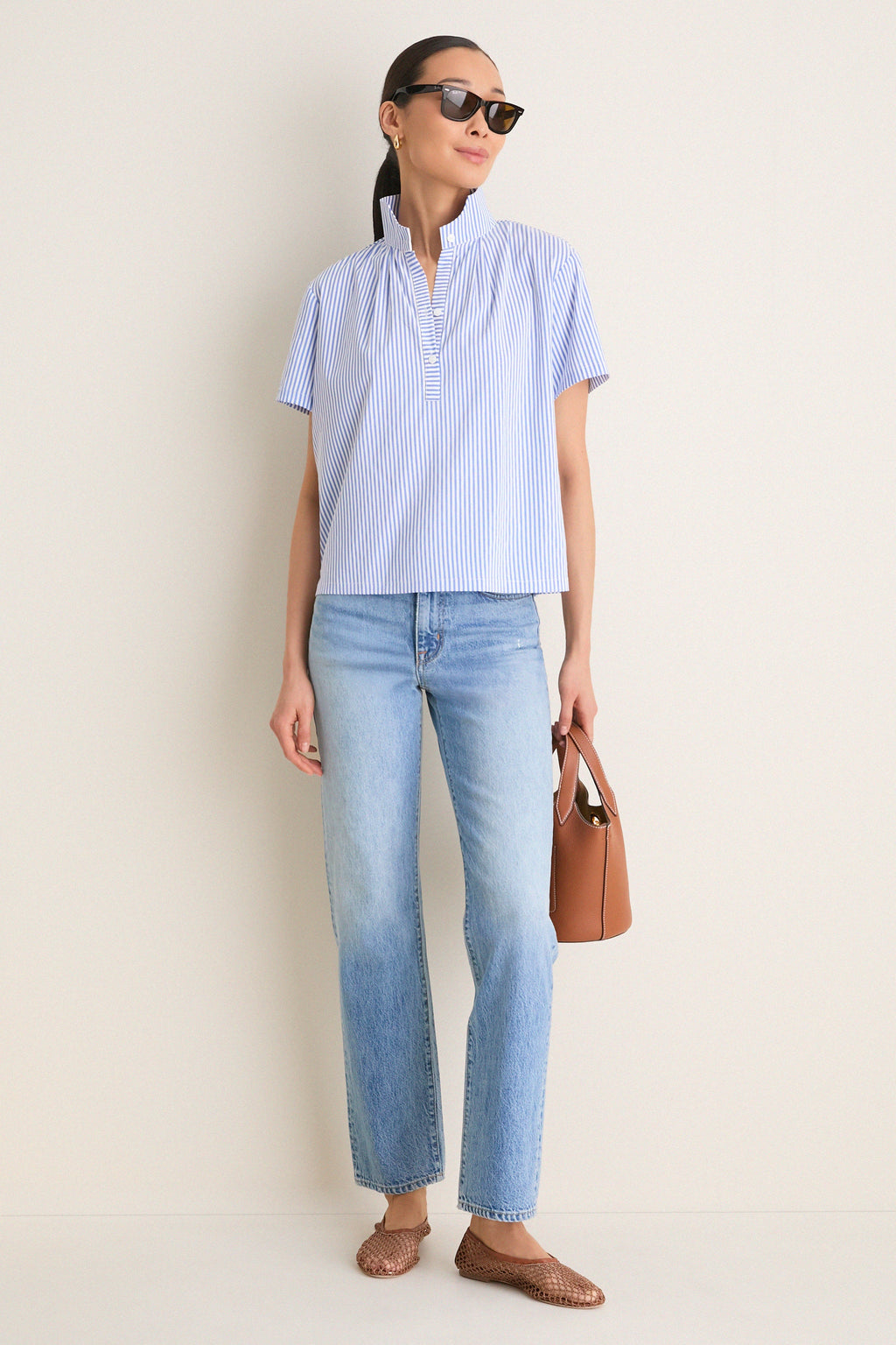 Blue and White Stripe Finn Popover