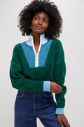 Jungle, Sky and Ivory Cropped Hampton Sweater
