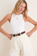 White Foley Rib Racerback Tank