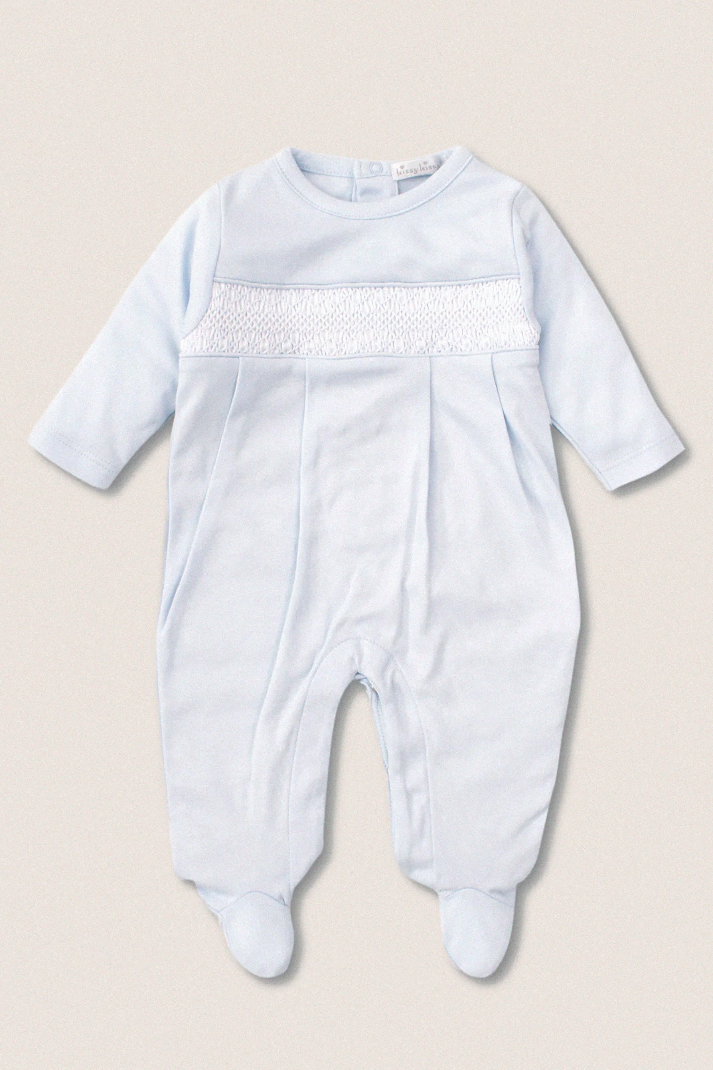 Blue Hand Smocked Footie