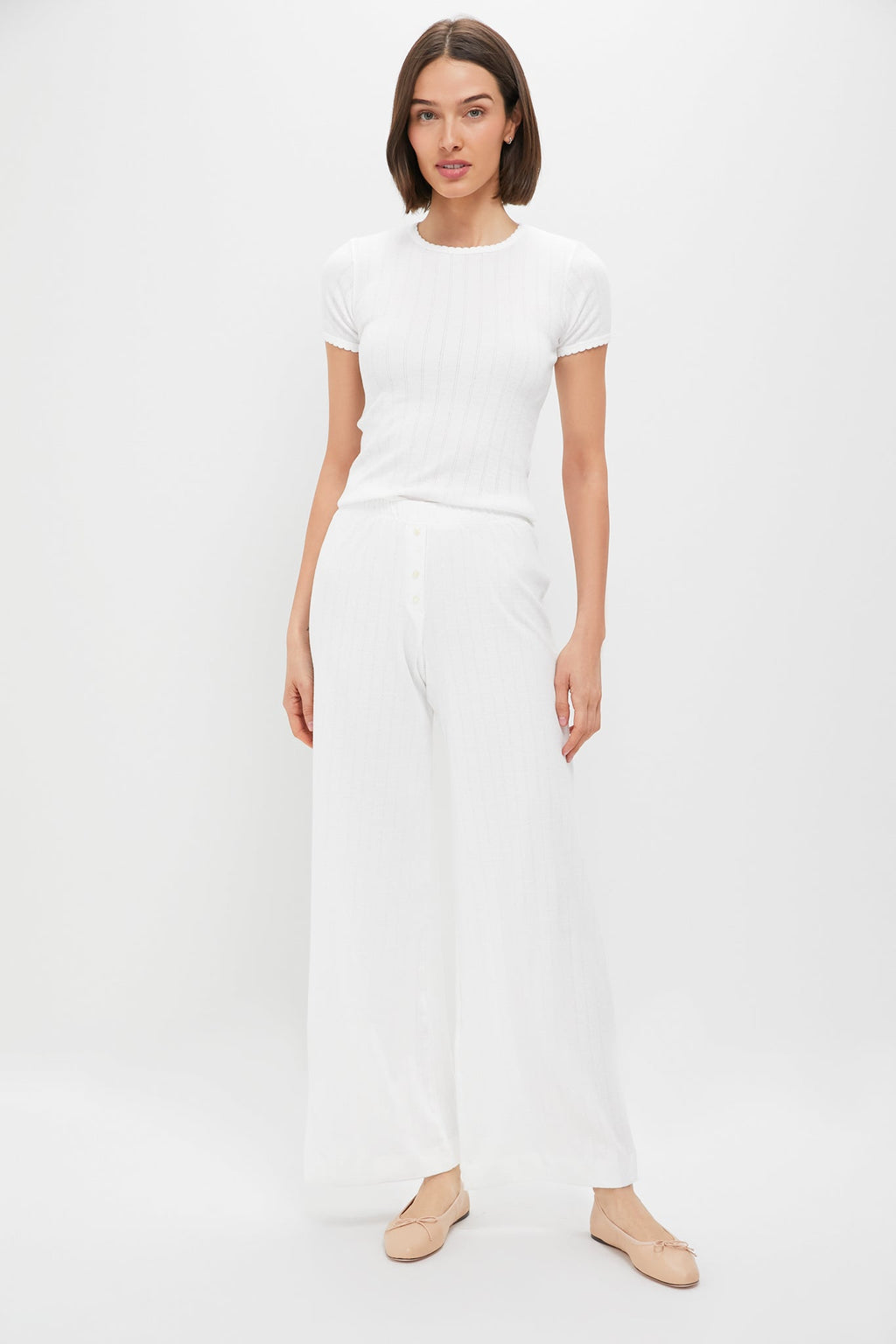 White Pointelle Boxer Pants
