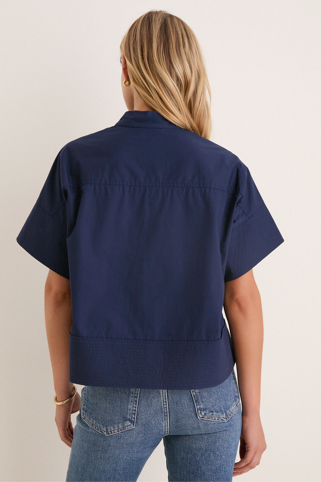 Navy Trapunto Stitch Sofia Shirt