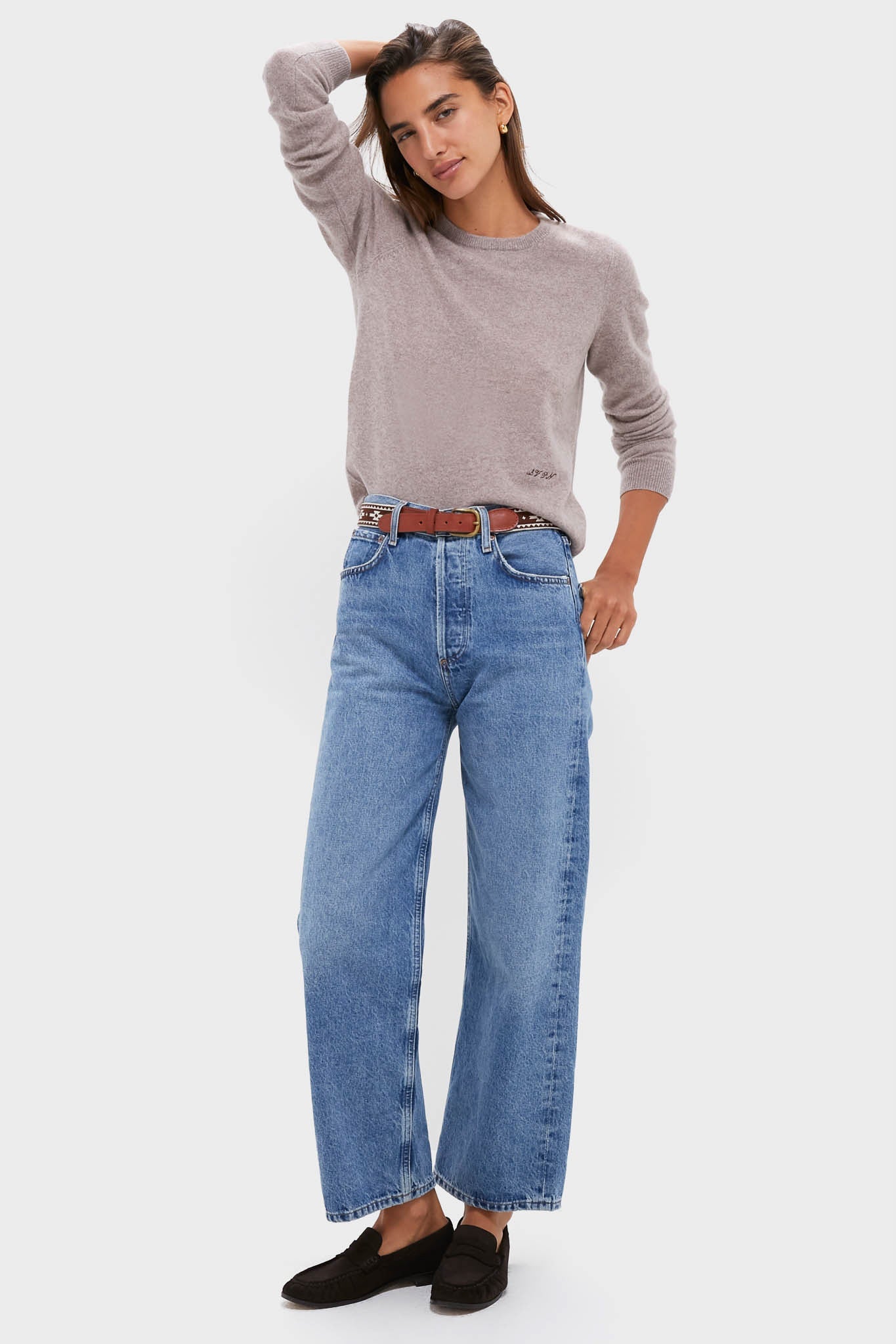 Wheat Cashmere Crewneck Sweater