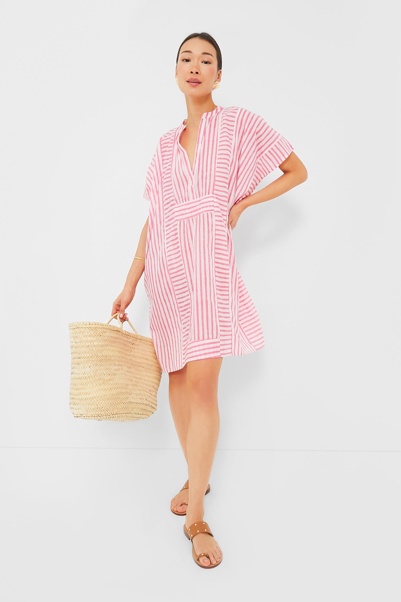 Exclusive Pink Stripe Emerson Short Caftan