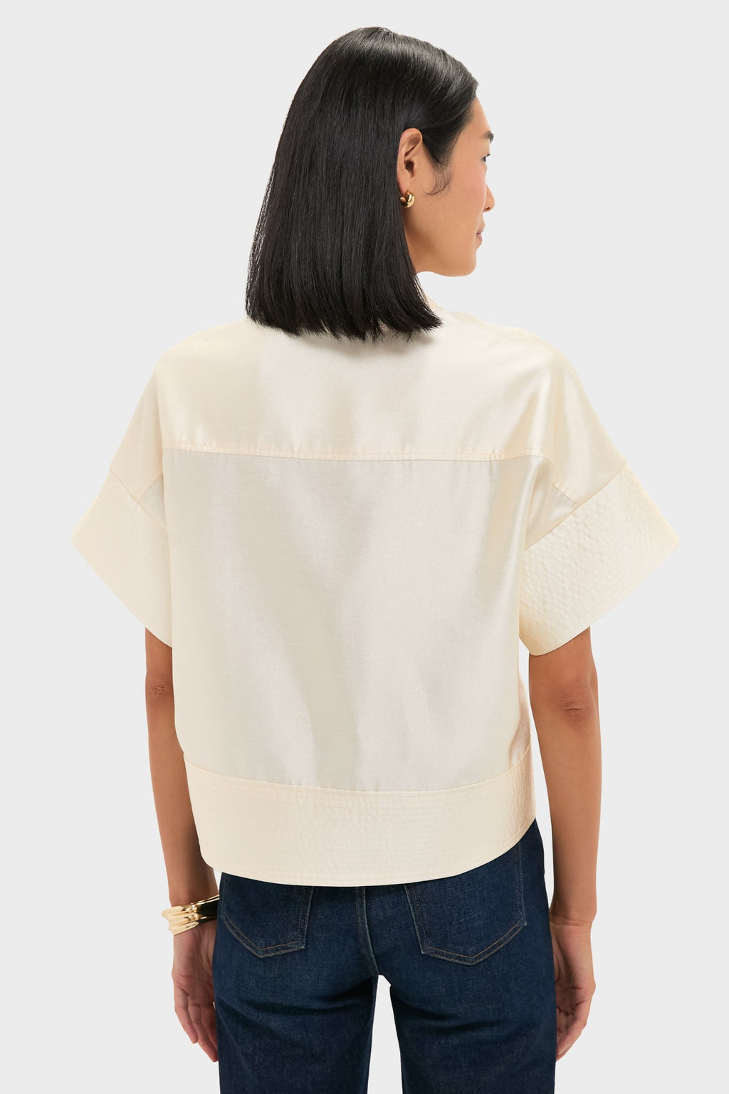 Pearl Dupioni Trapunto Stitch Sofia Shirt