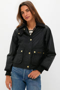Black Cropped Beadnell Wax Jacket