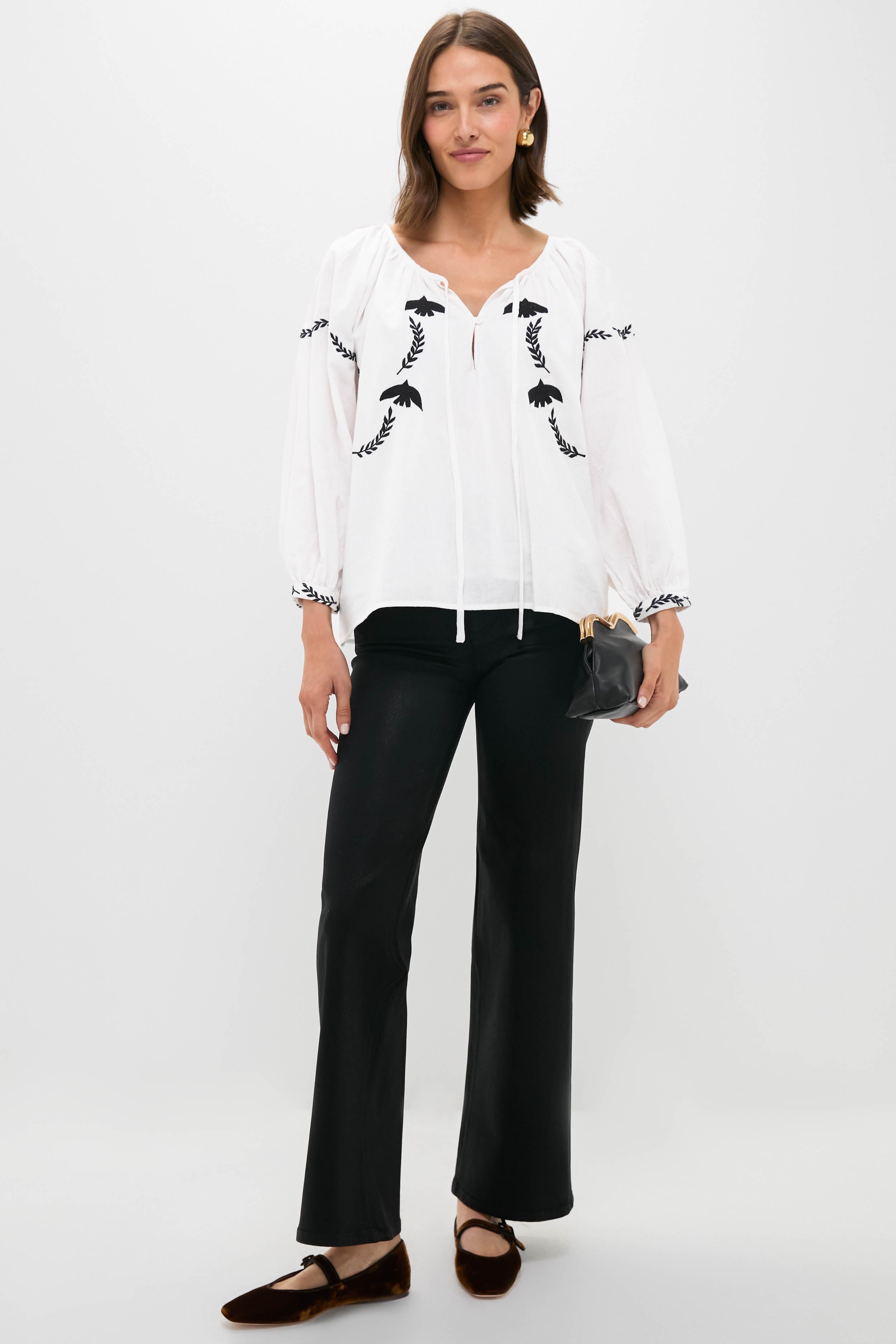 Salt Organic Lucy Dove Embroidery Blouse