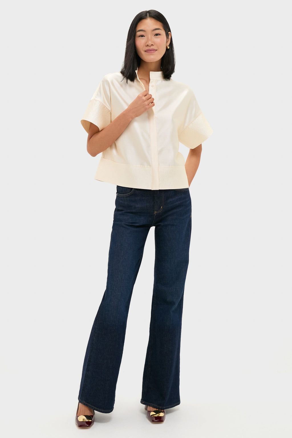 Pearl Dupioni Trapunto Stitch Sofia Shirt
