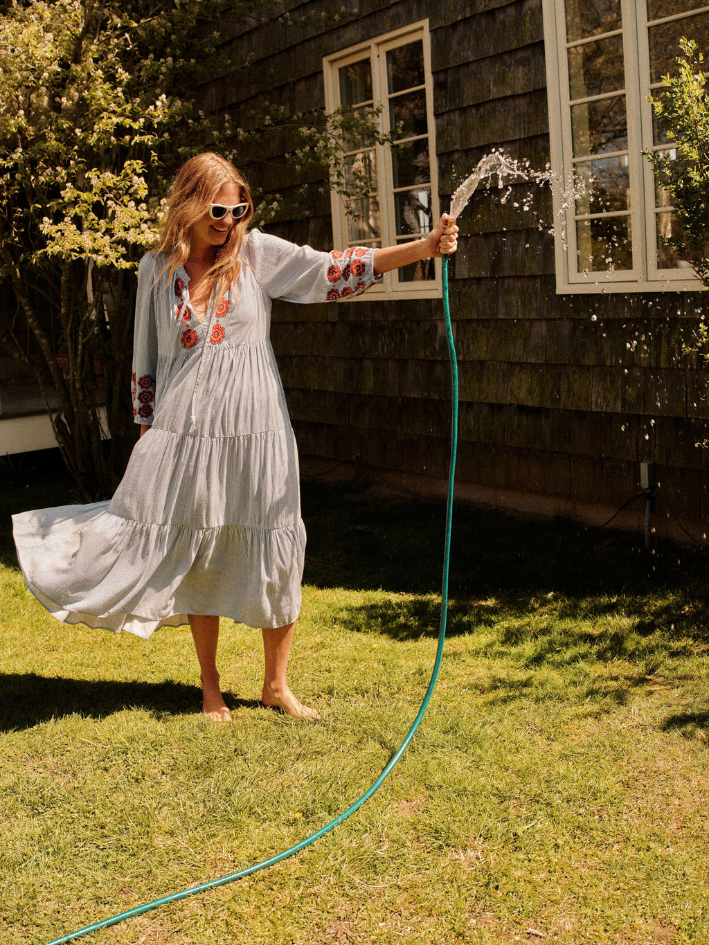 Poppy Stripe Long Sleeve Salty Paloma Caftan