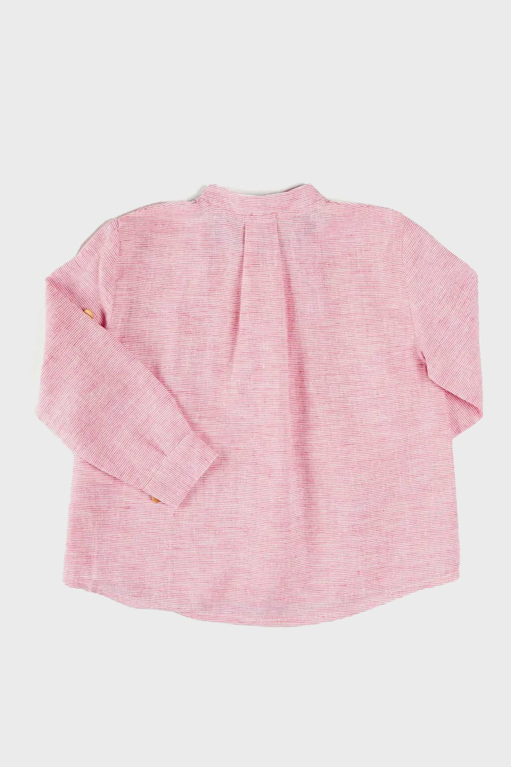 Lawrence Striped Mao Collar Long Sleeve Shirt in Red