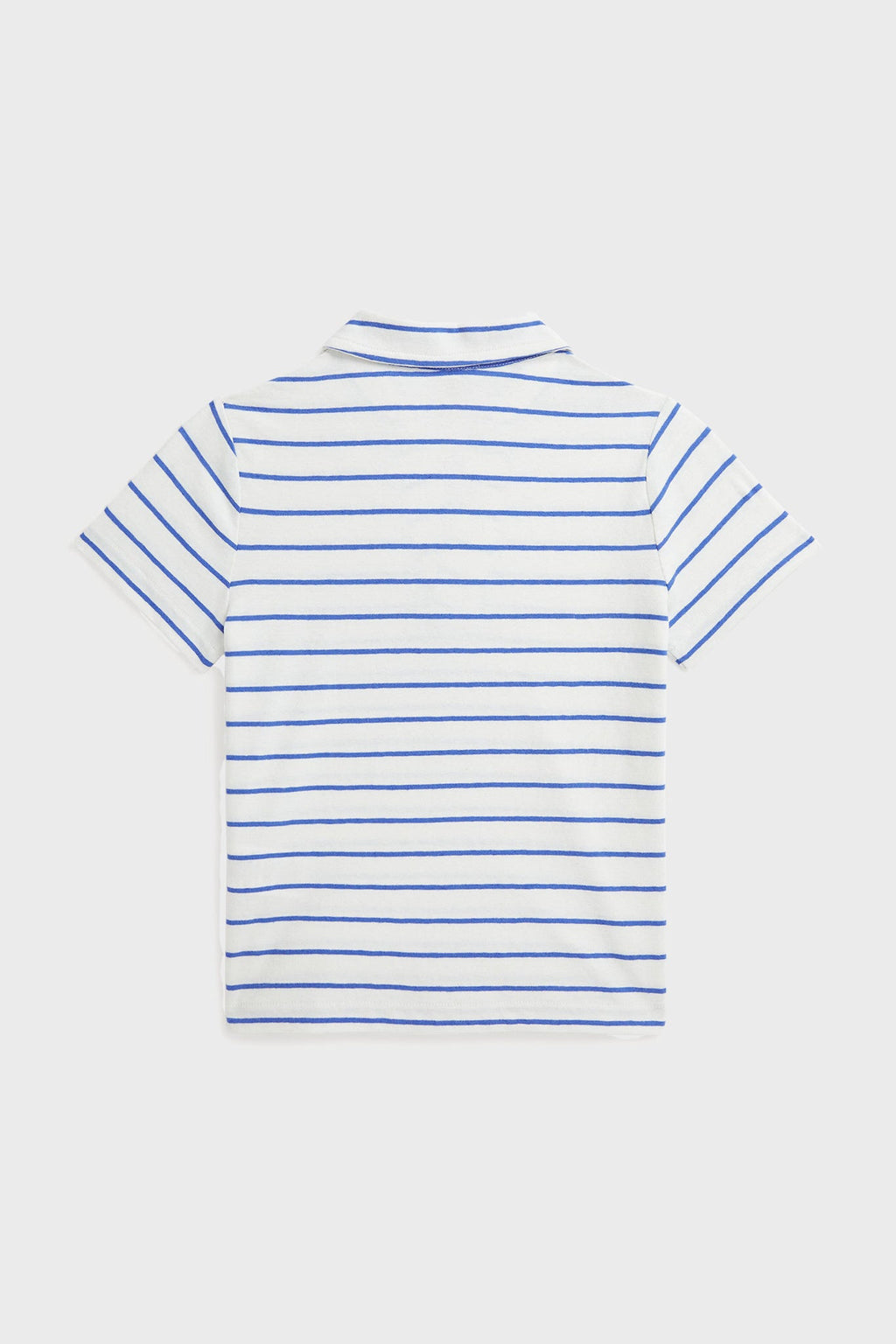 Little Boys White Short-Sleeve Cotton Linen Jersey Striped Johnny Collar Polo
