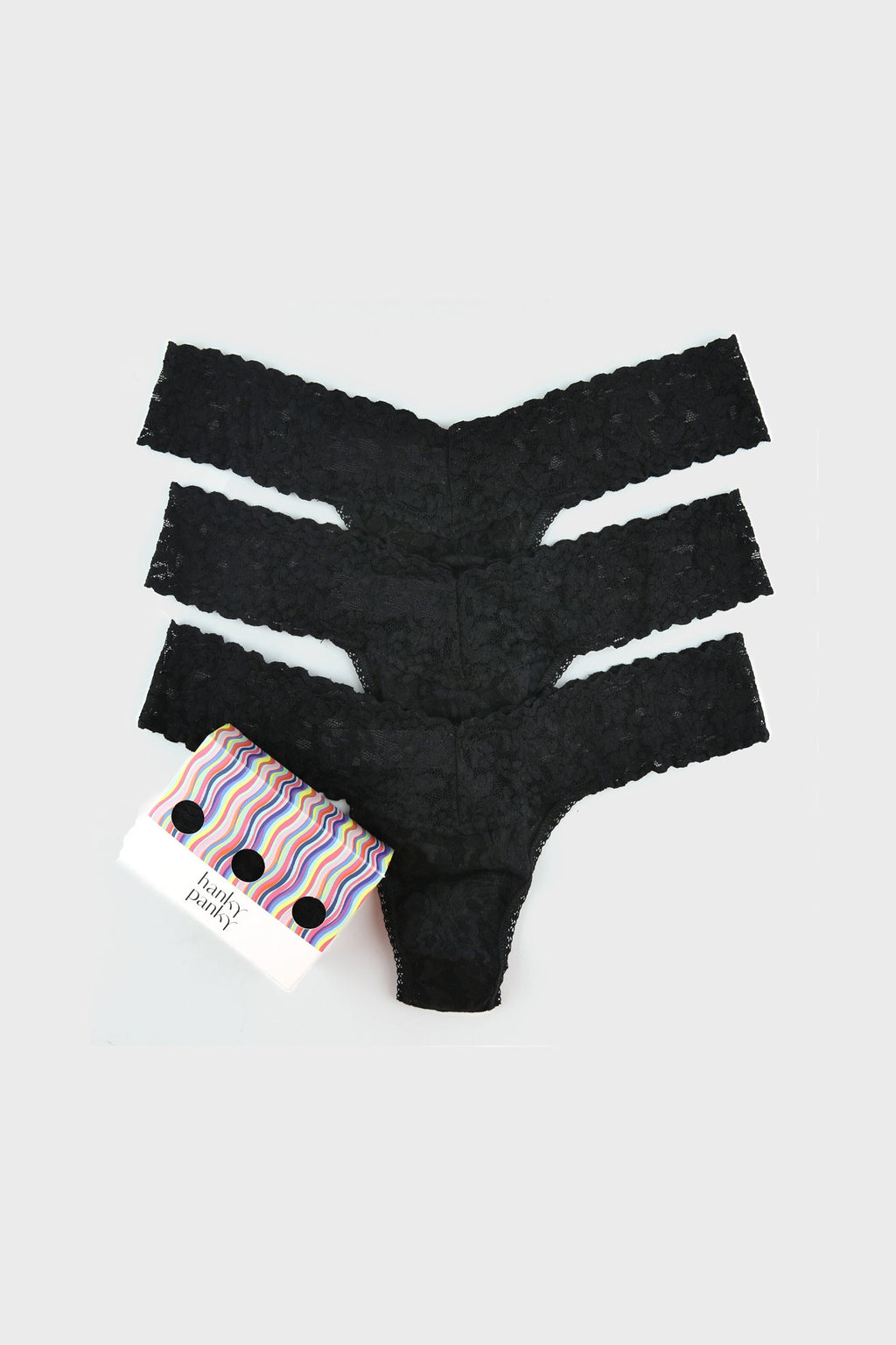 Black Low Rise Thong 3 Pack