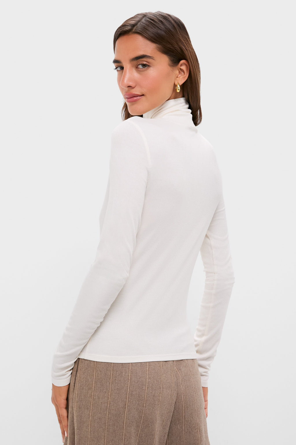 Ivory Lightweight Ribbed Topanga Turtleneck