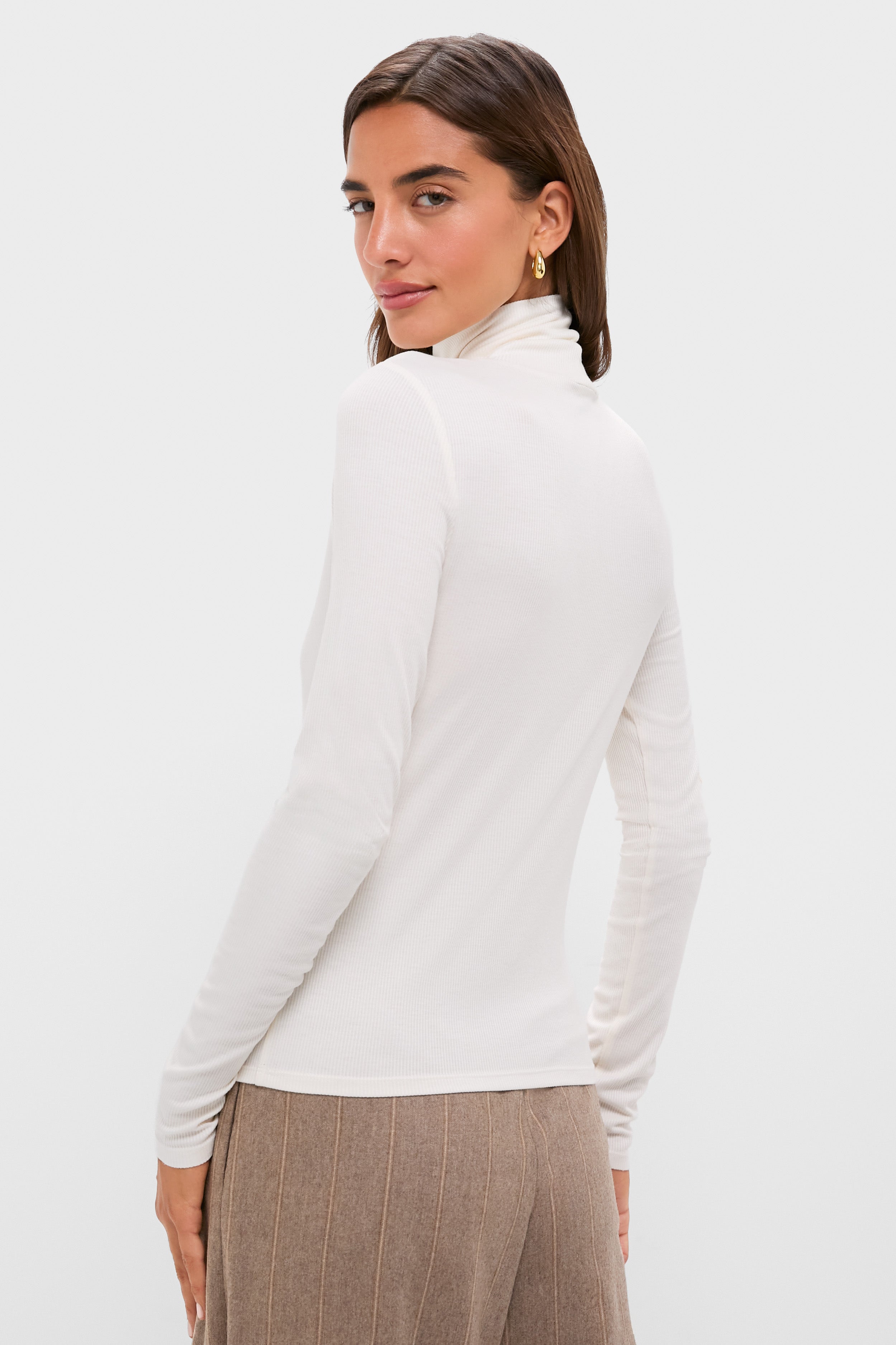Ivory Lightweight Ribbed Topanga Turtleneck