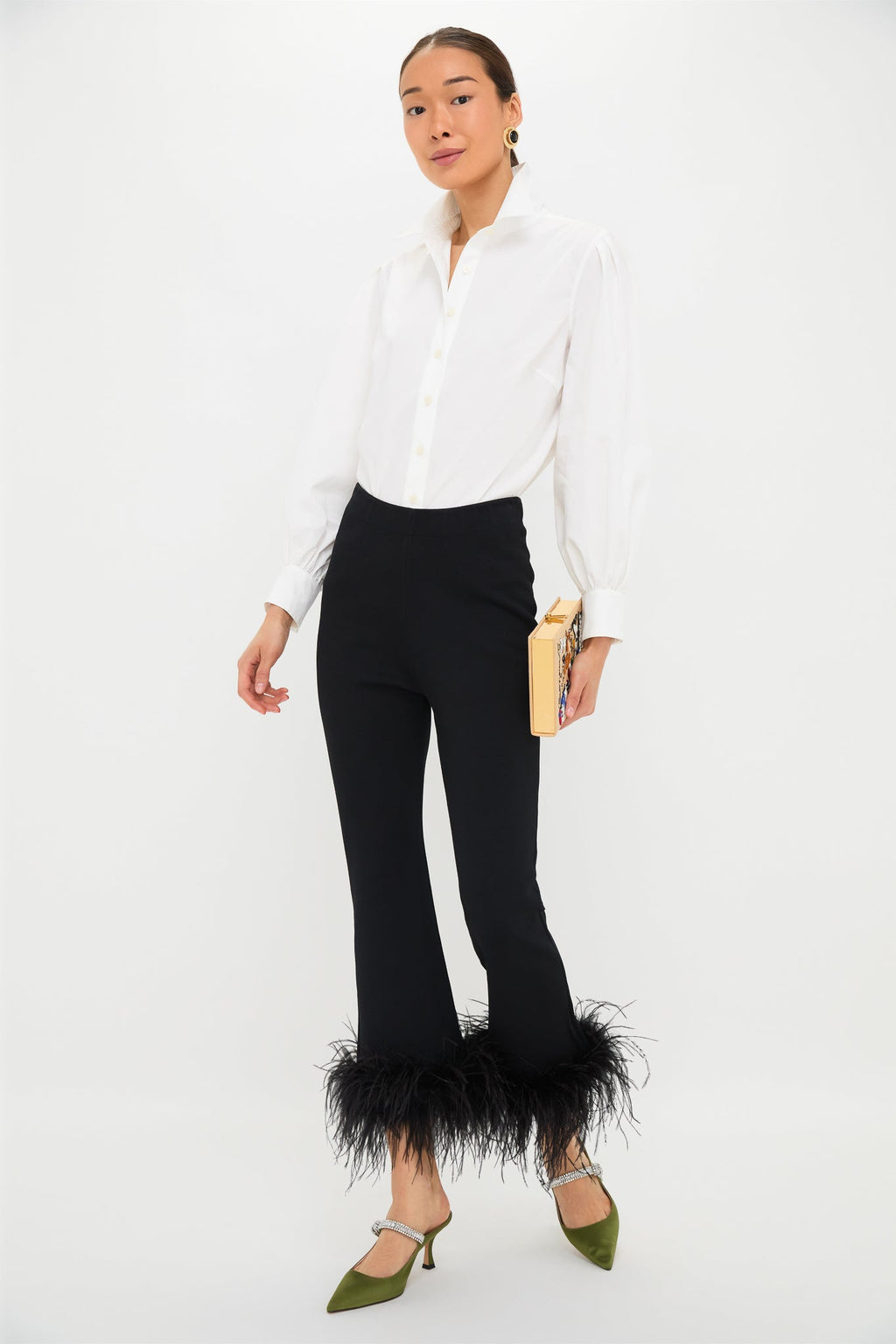 Black Feather Compression Knit Ashford Pants