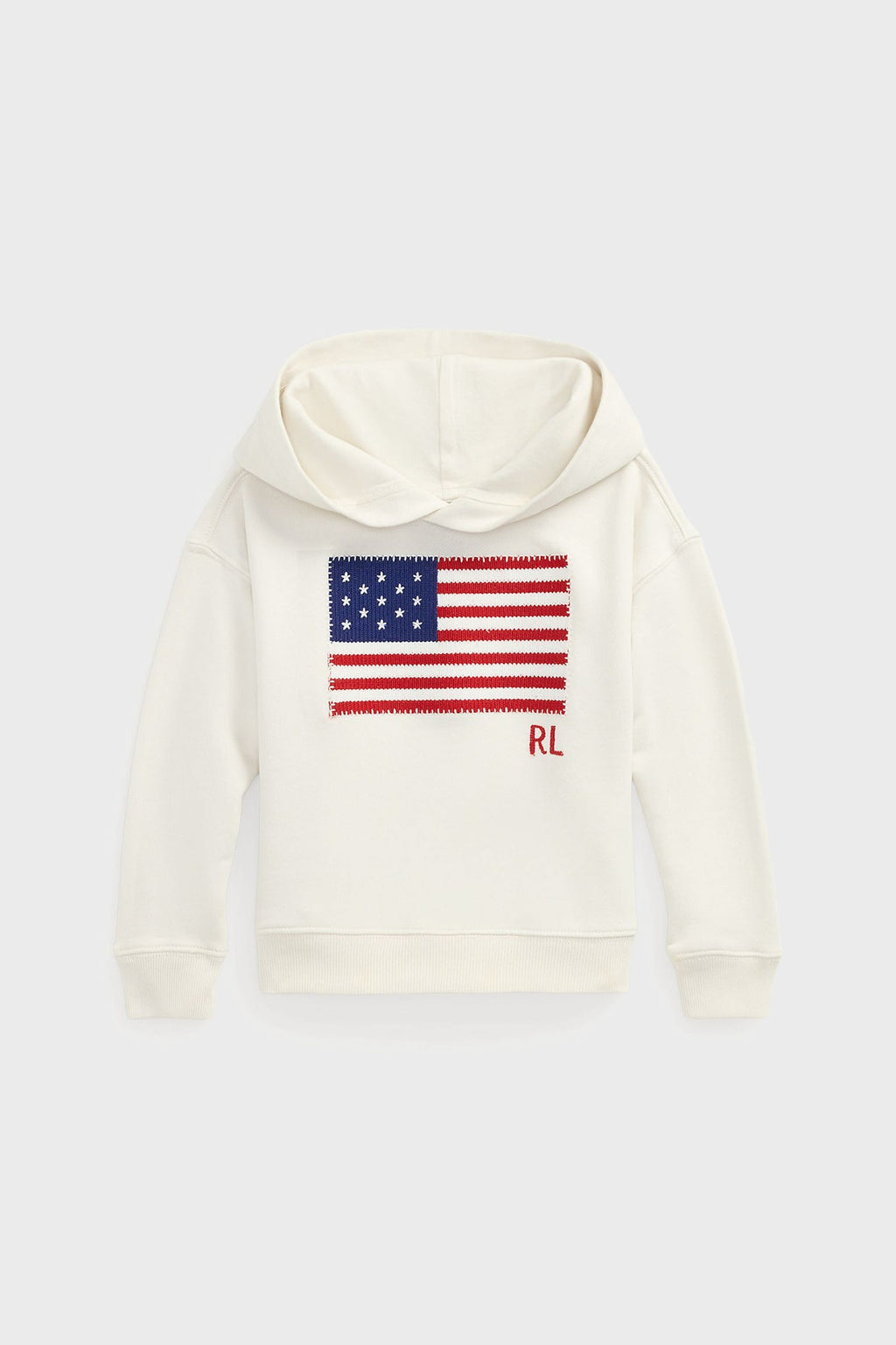 Long Sleeve Cotton Loop Back Terry Flag Embroidered Hoodie