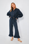Navy Rumba Linen Lounge Suit