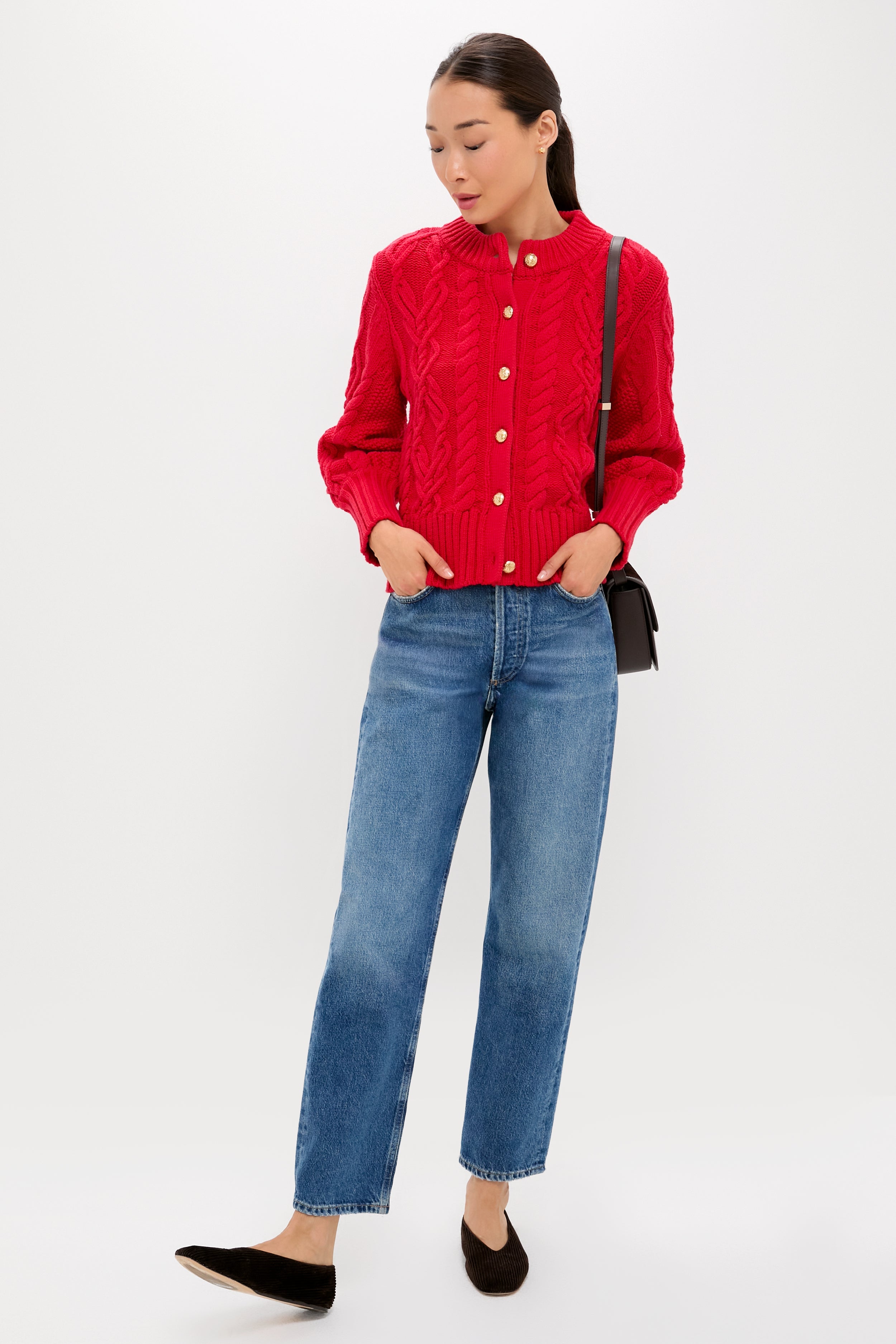 Red Cotton Colette Cardigan