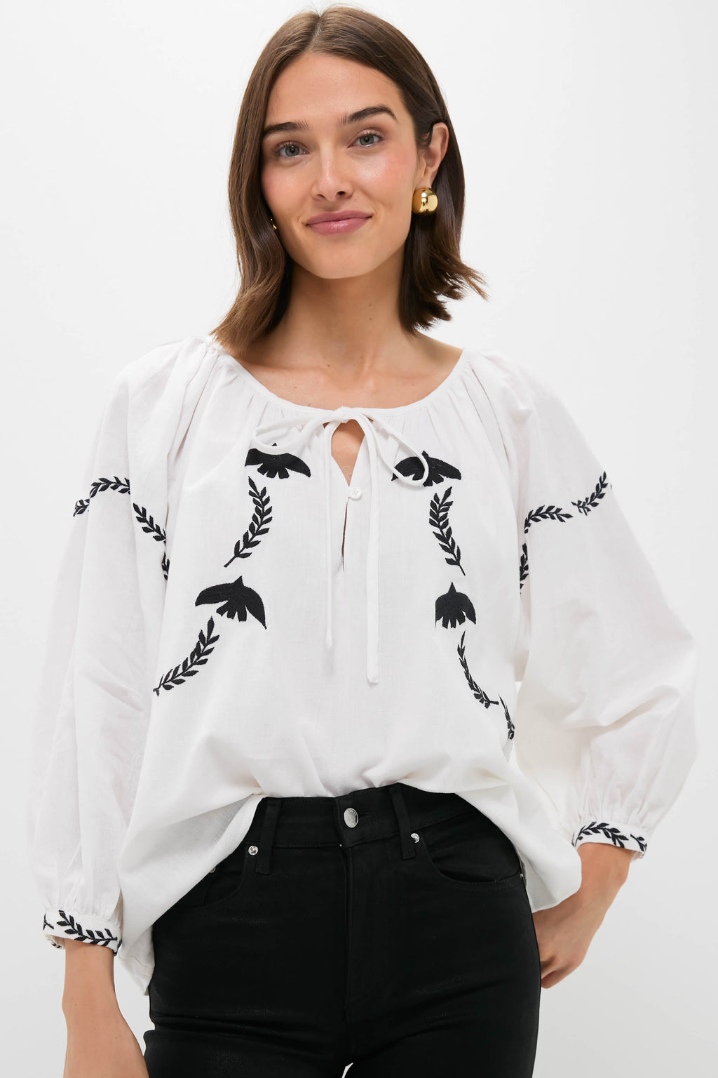 Salt Organic Lucy Dove Embroidery Blouse