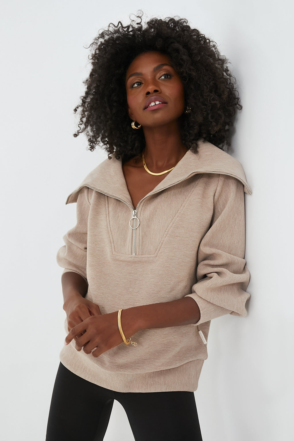 Taupe Marl Vine Half Zip