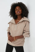 Taupe Marl Vine Half Zip
