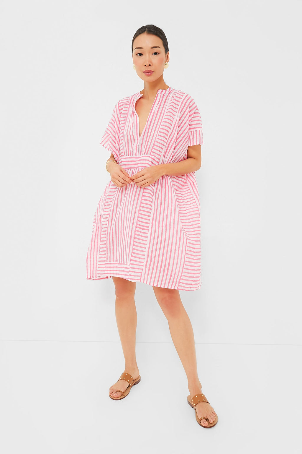 Exclusive Pink Stripe Emerson Short Caftan