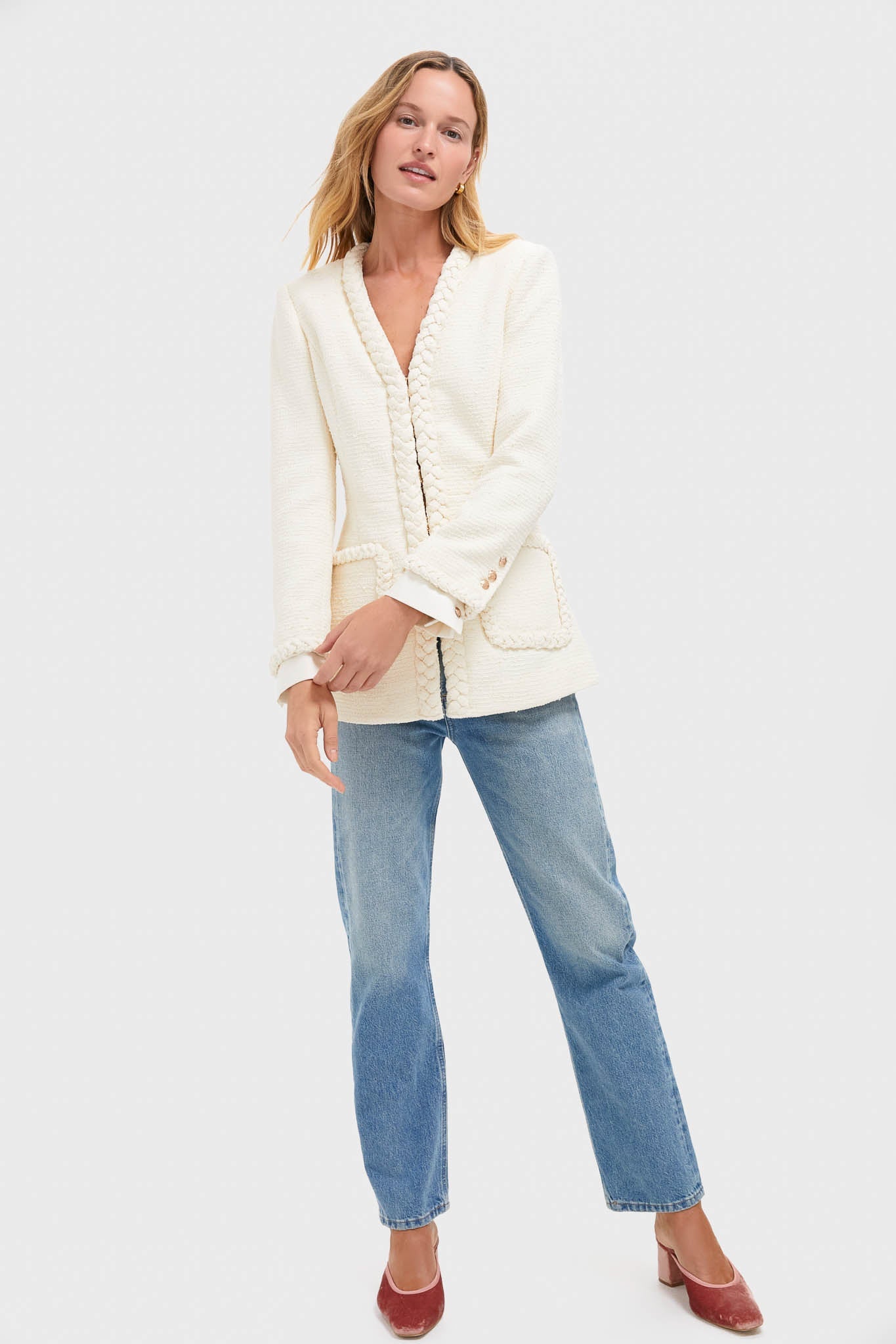 Cream Braided Trim Shay Jacket