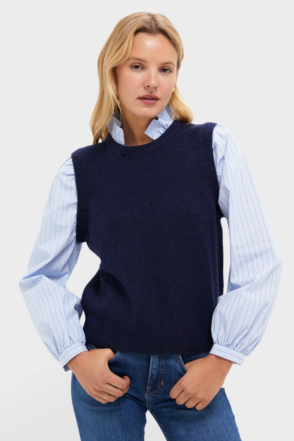Navy Striped Ella Sweater Blouse