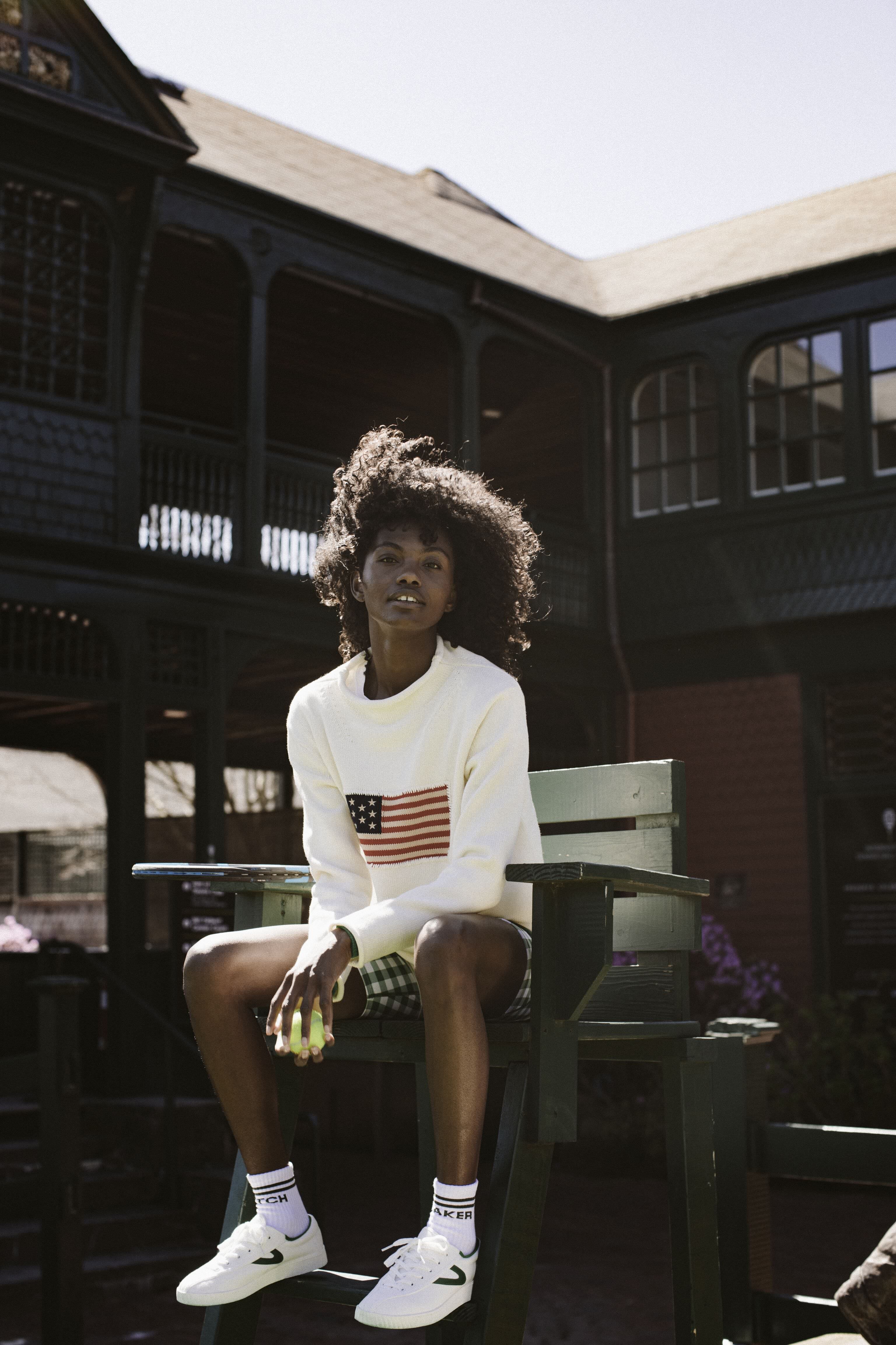 Ivory Cotton Rollneck Americana Sweater