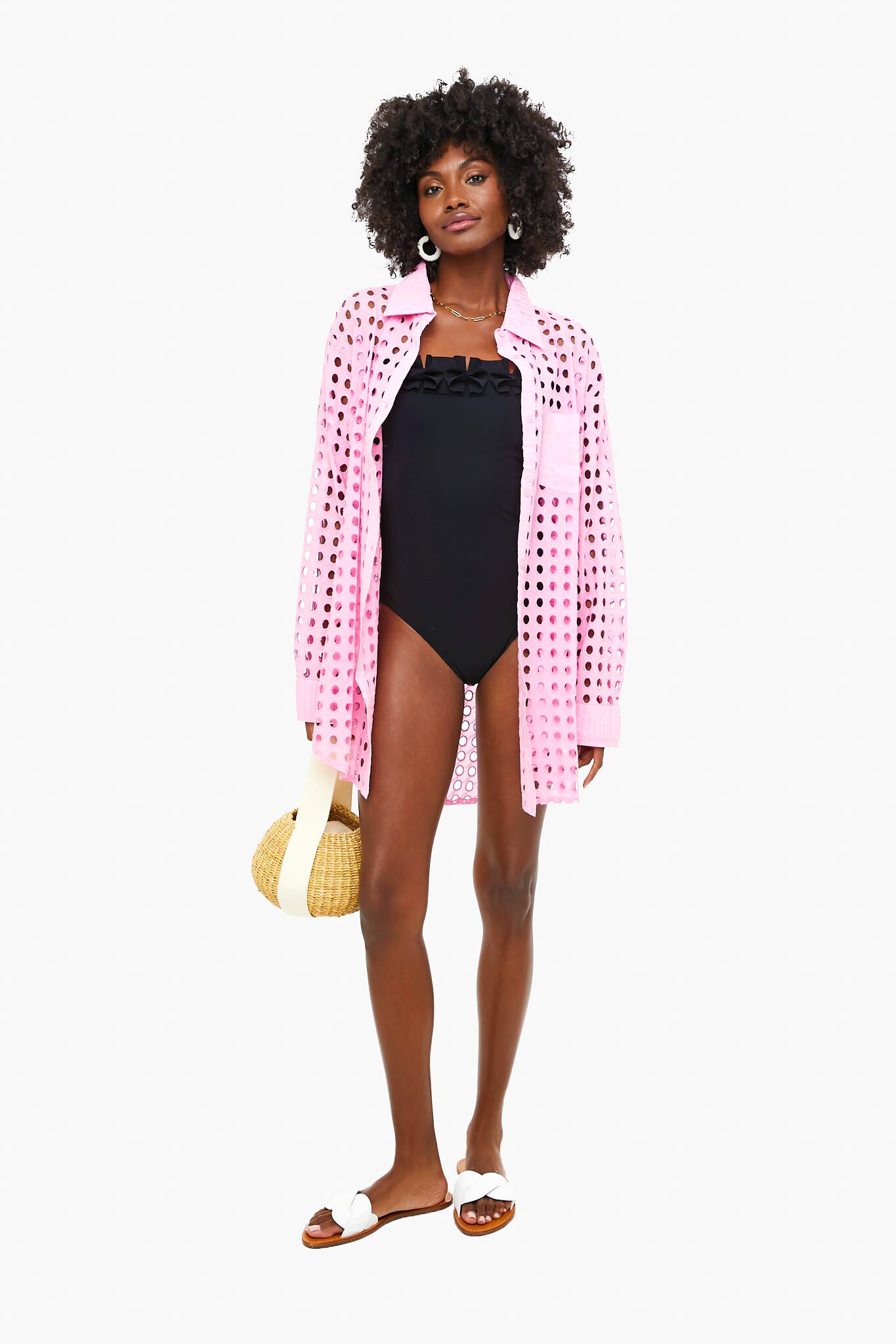 Bubblegum Eyelet Oxford Tunic