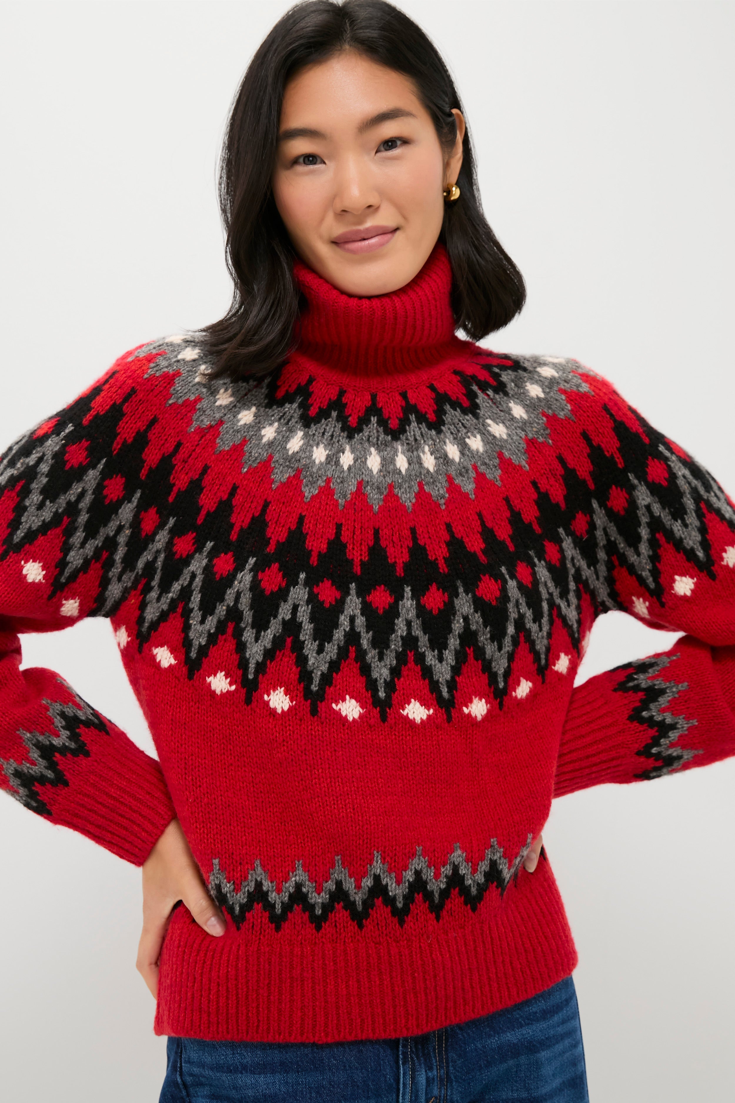 Fireside Red Fairisle Multi Turtleneck Sweater