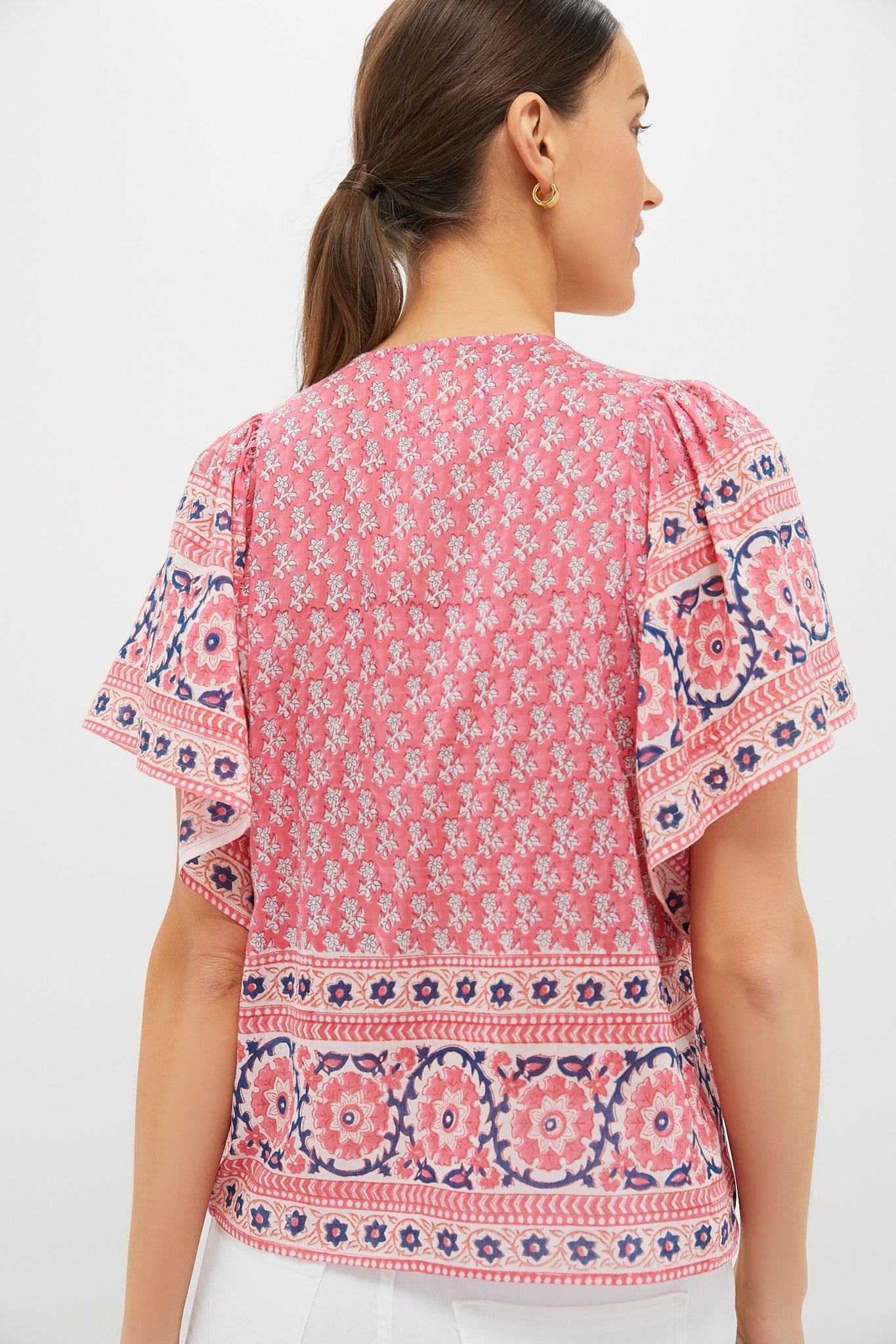 Pink Navy Printed Angel Top