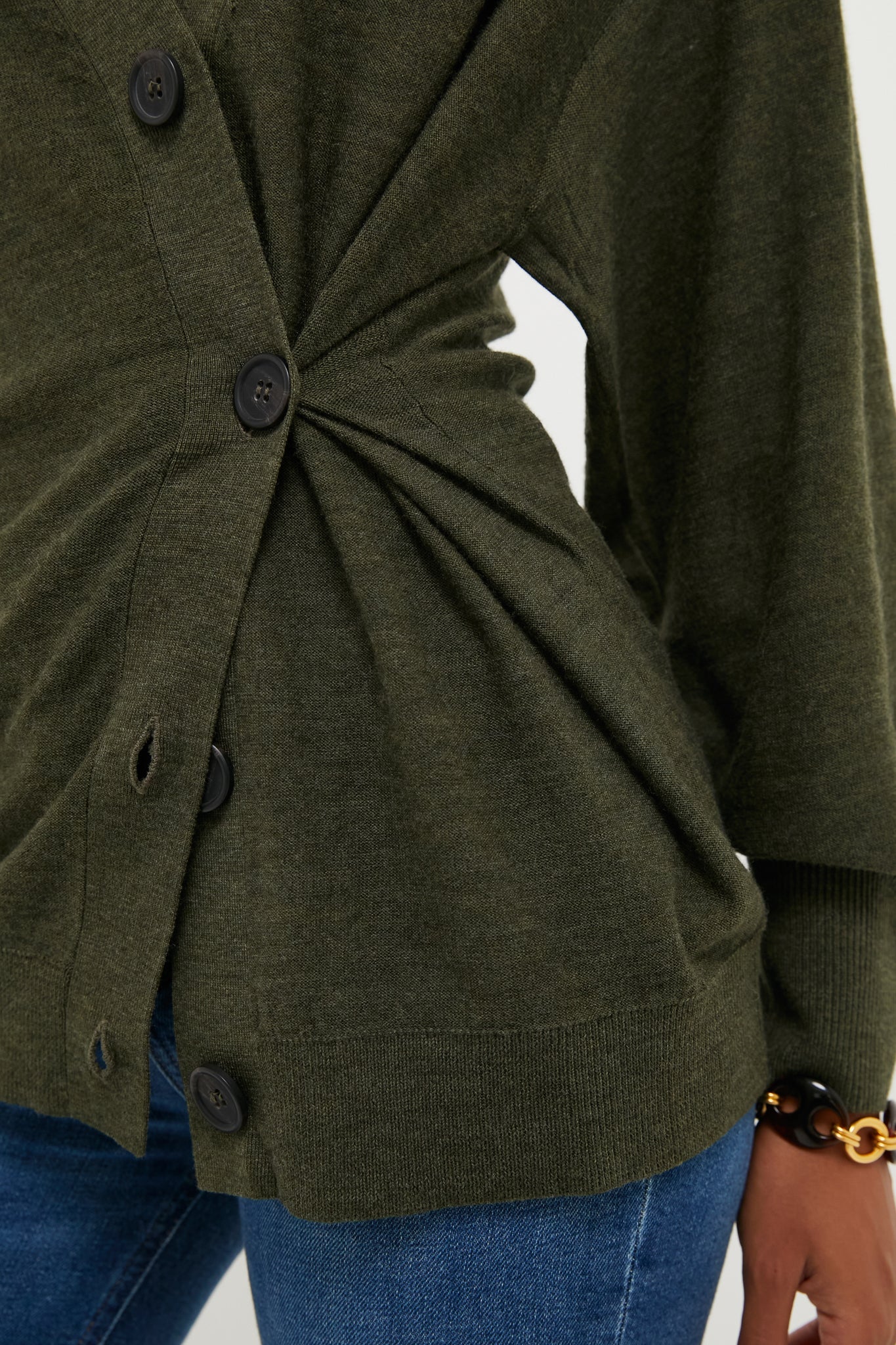 Olive Drippy Tissue Cardigan