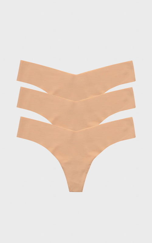 Beige Classic Thong 3 Pack