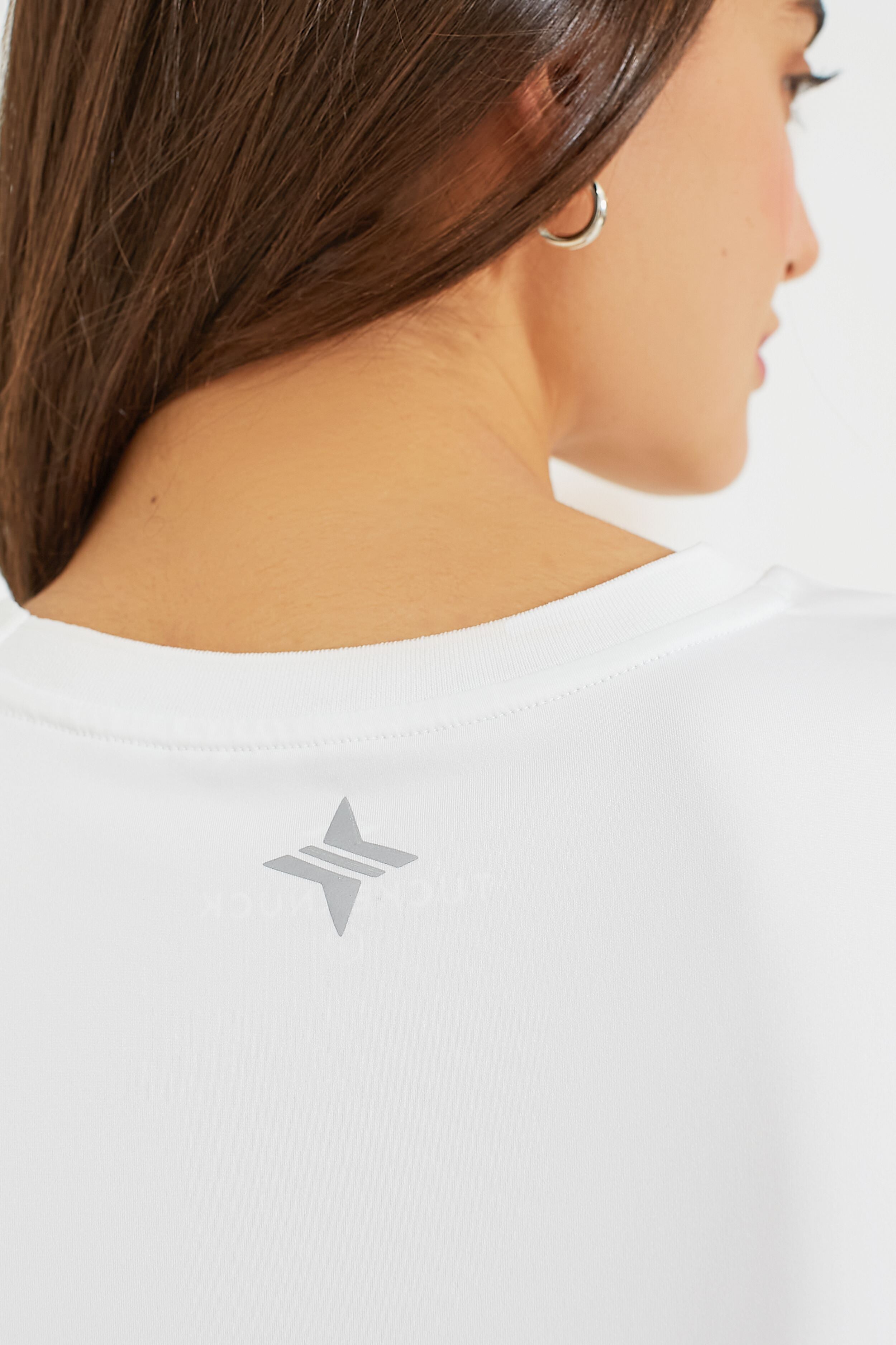 White Cropped Performance Jersey Ryan Boyfriend Tee