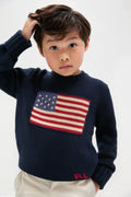 Navy Flag Cotton Crewneck Sweater