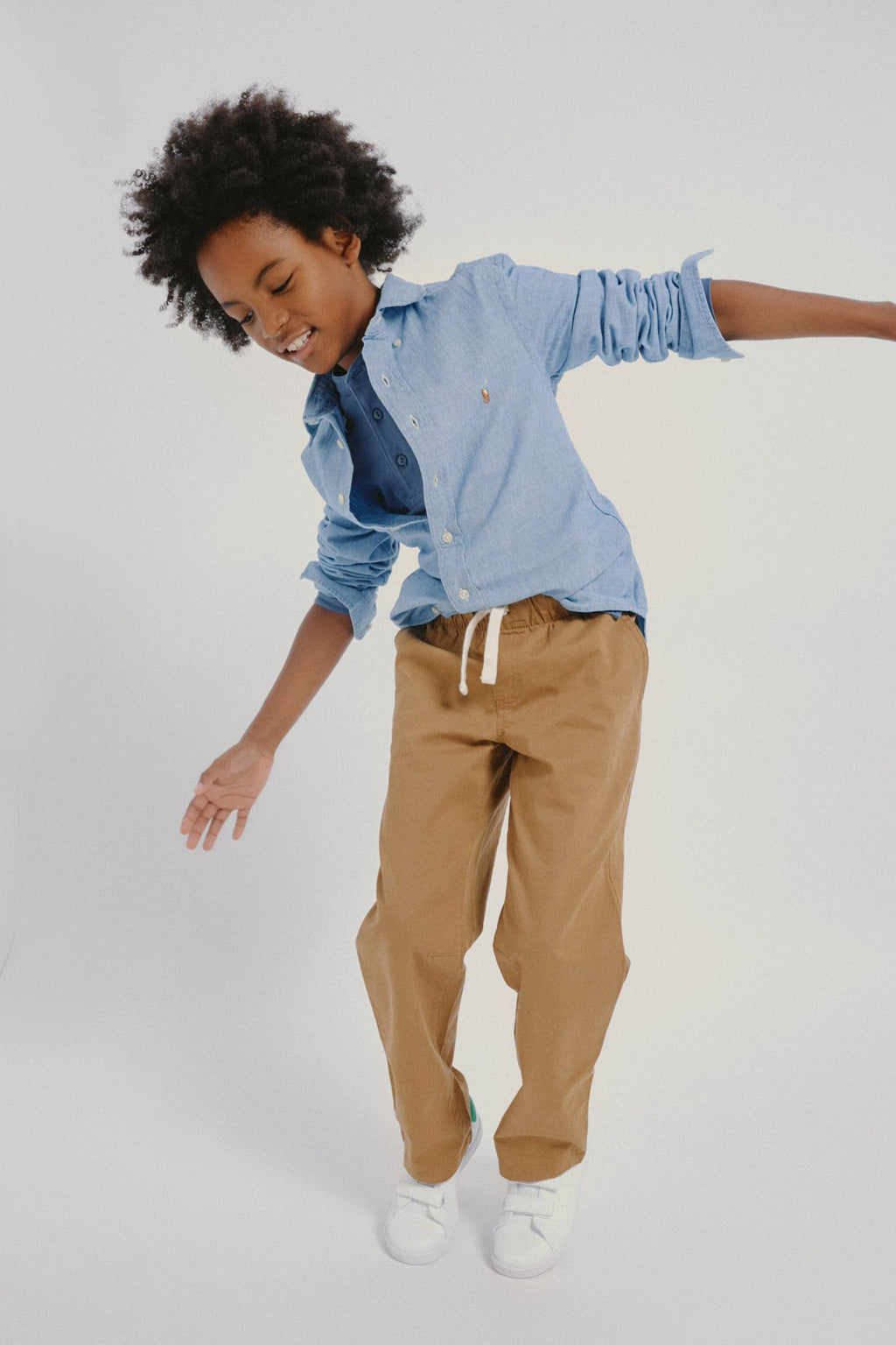 Dusty Blue Alcomo Long Sleeve Boy Polo