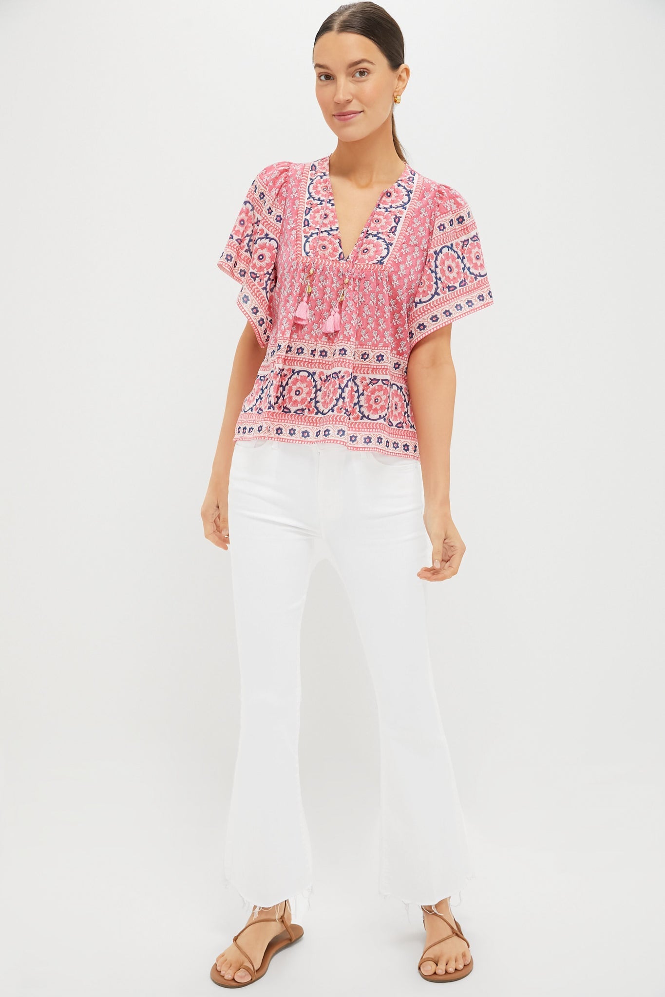 Pink Navy Printed Angel Top