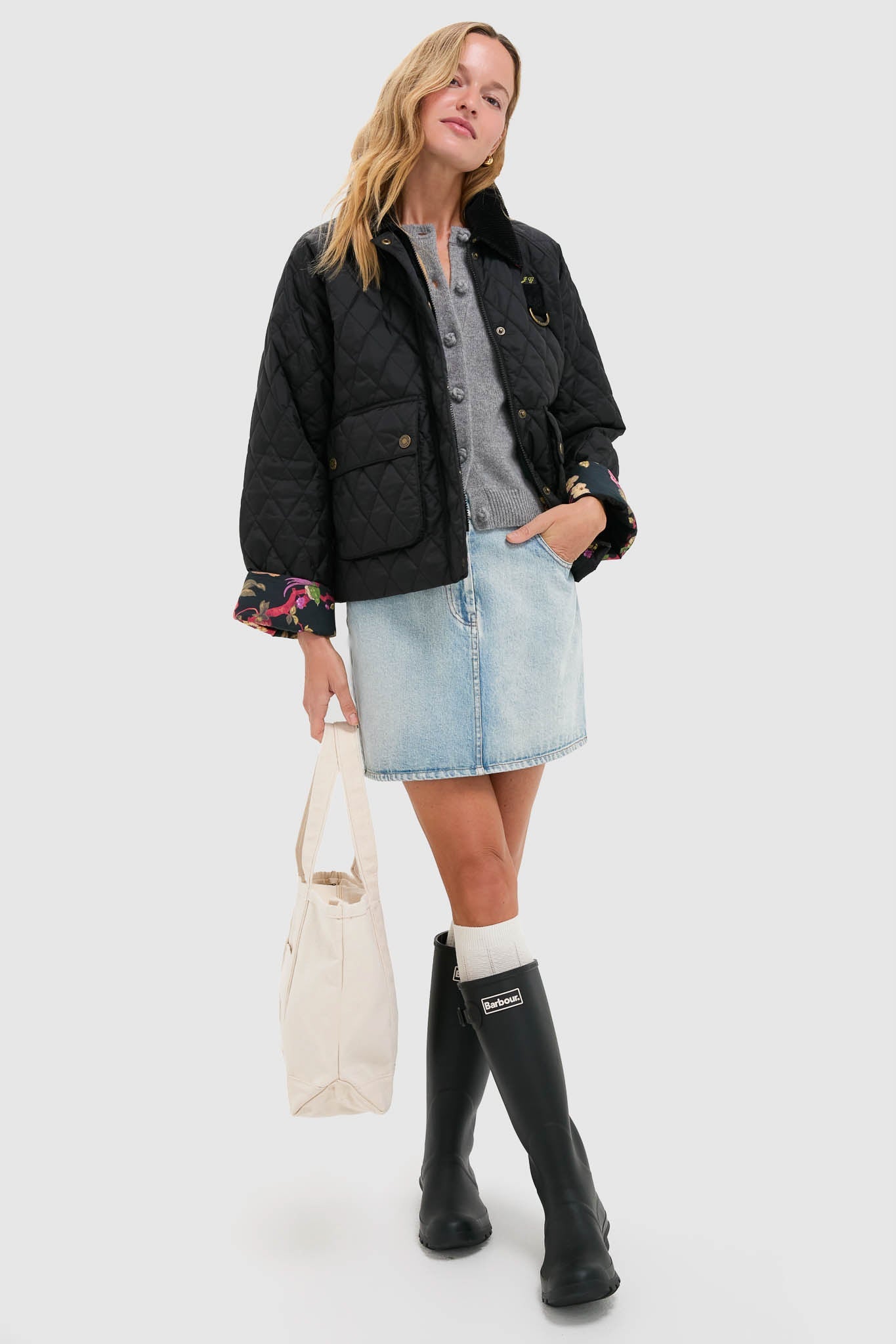 Off-White Needlepoint Knee High