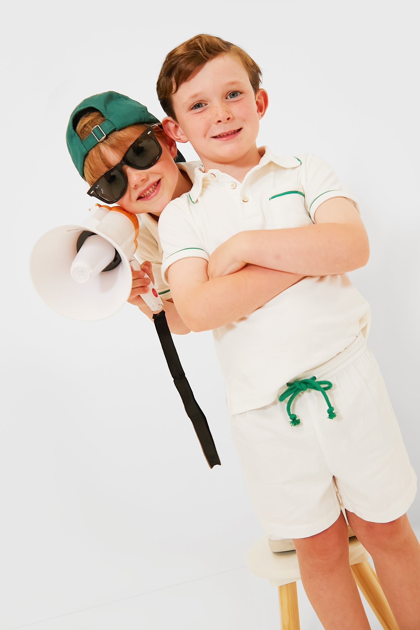 Exclusive Green Piping White Bingo Short