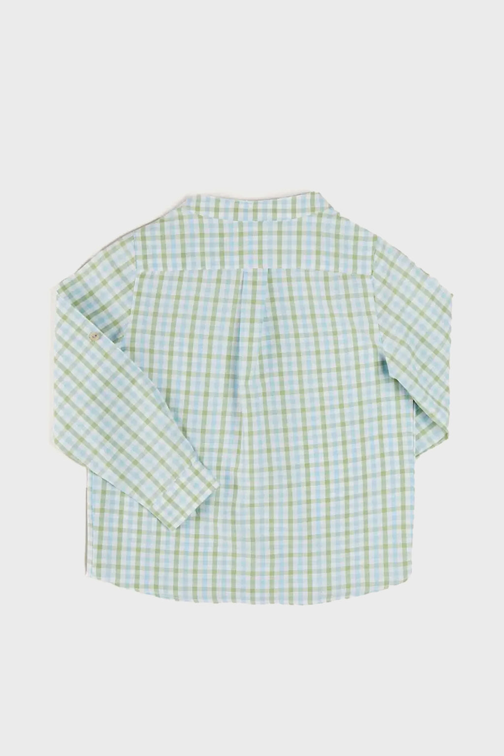 Maxwell Gingham Mao Collar Long Sleeve Shirt in Green