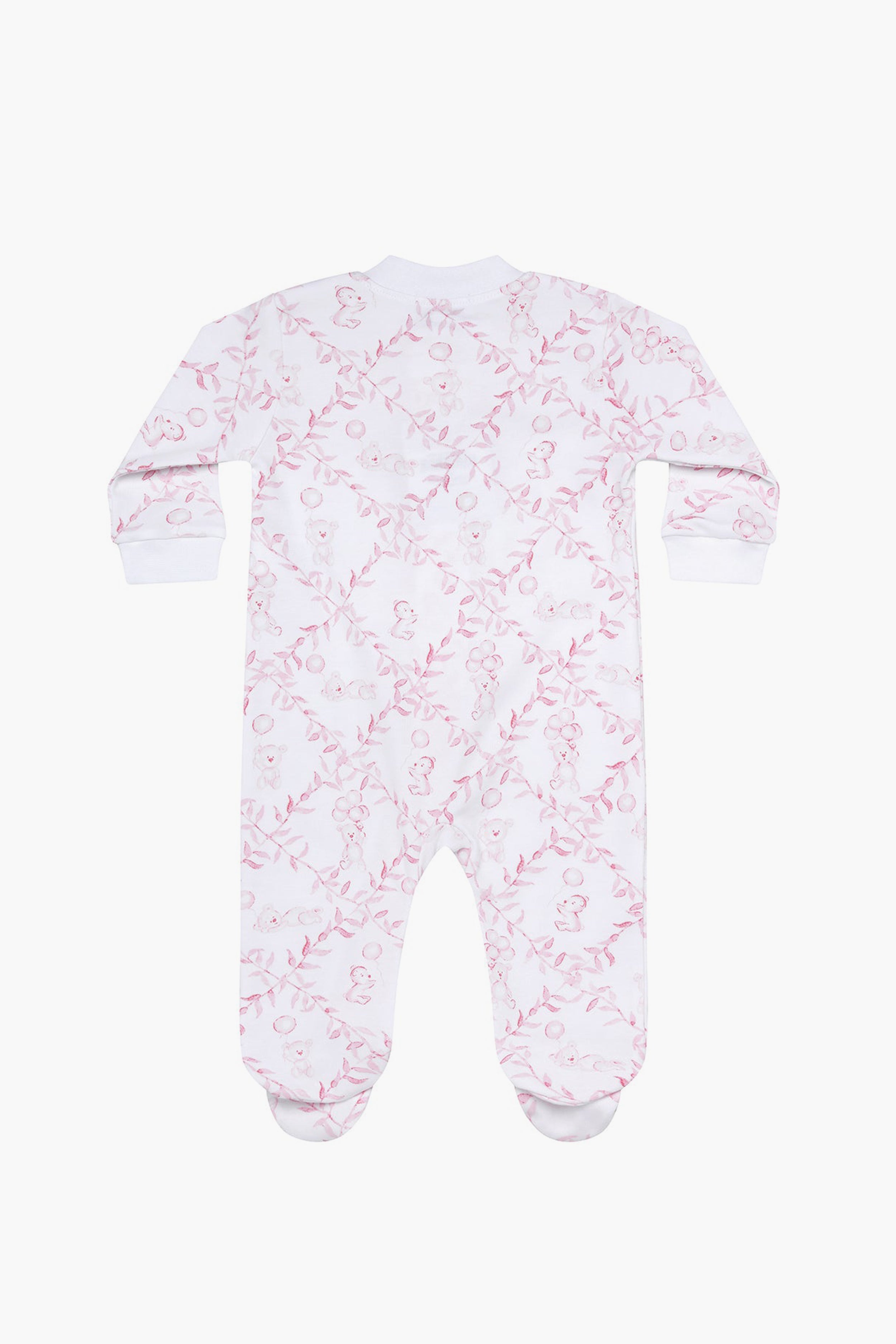 Pink Bears Trellace Zipper Footie