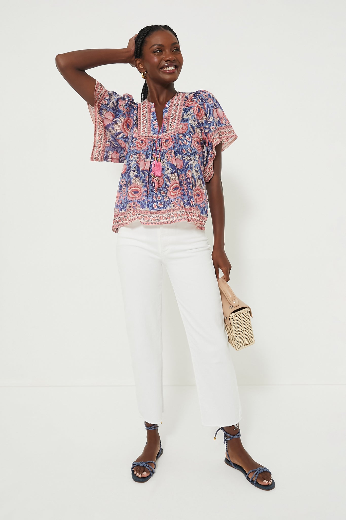 Indigo Pink Floral Angel Top