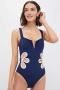 Navy and Ivory Flora One Piece